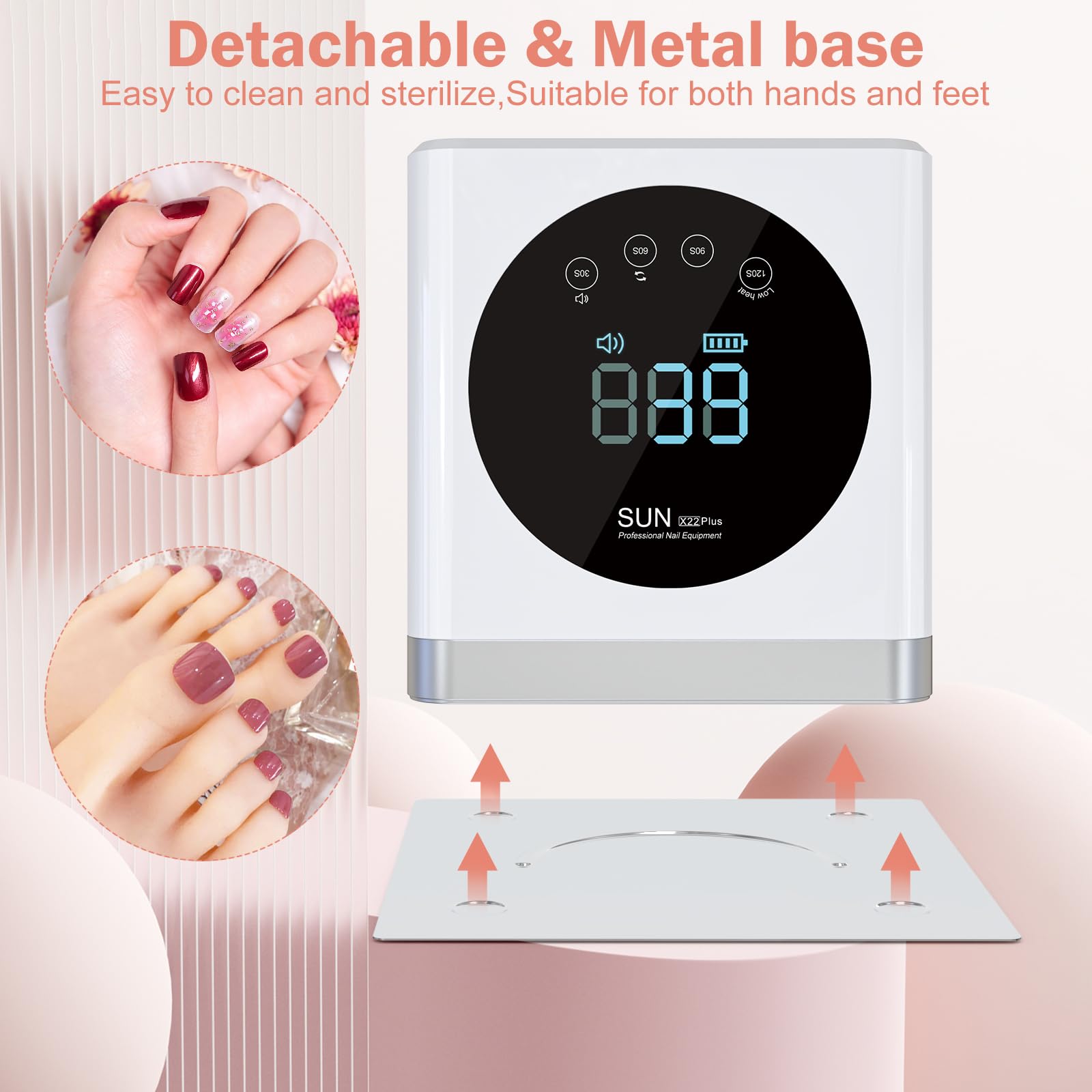 150W Cordless UV Nail Lamp - Rechargeable Gel Polish Dryer with 4 Timer Settings & Auto Sensor, Professional LED Nail Curing Light for Fingernails & Toenails, Perfect for Home Salon and Travel Use