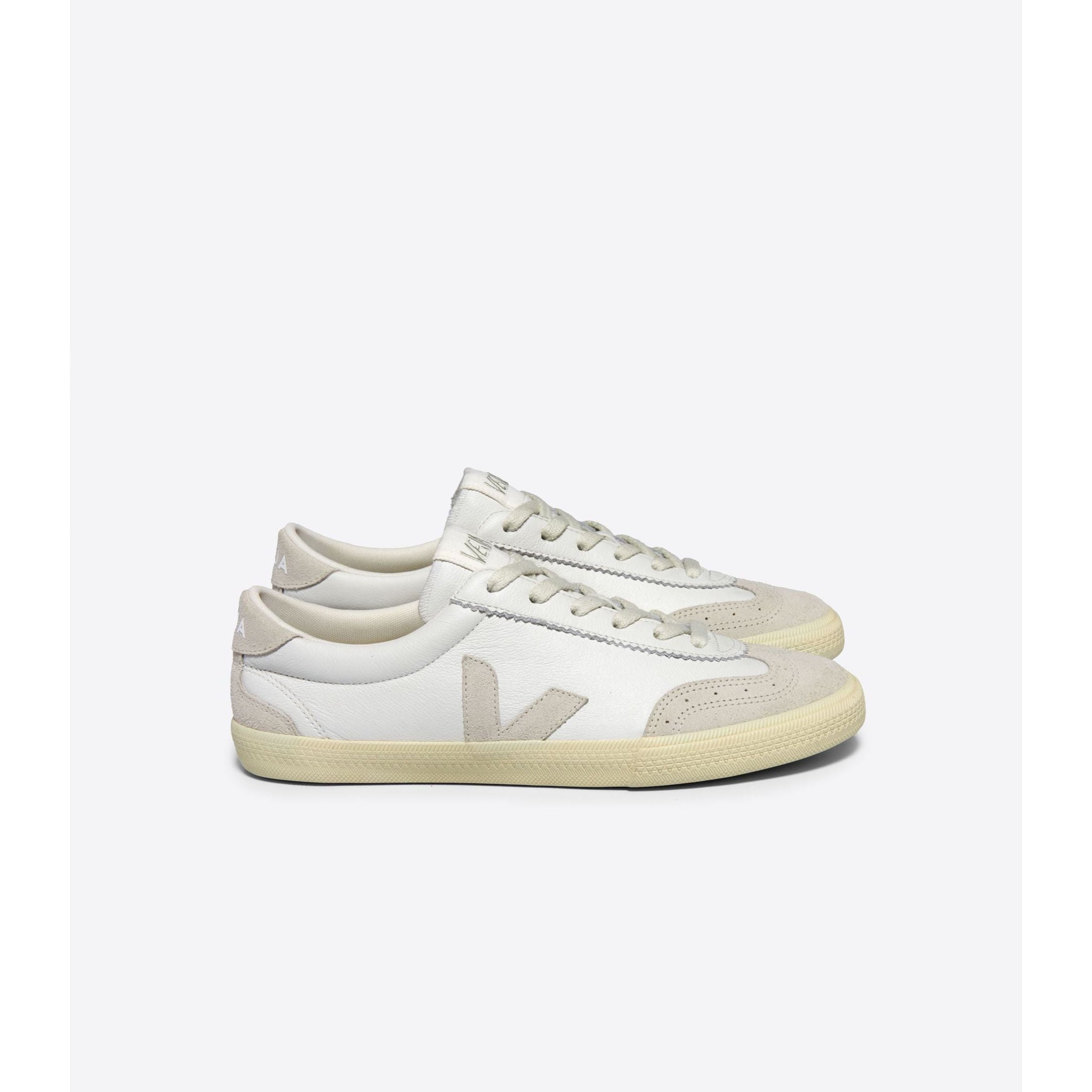 Veja Women's Volley Leather Sneaker - White Natural Eco-Friendly Vegan Shoes for Women | Casual Walking, Work & Everyday Wear