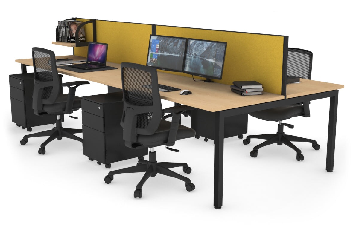 Quadro Square Legs 4-Person Office Workstation Desk - 1600L x 700W Dimensions - Perfect for Team Collaboration & Open Office Spaces