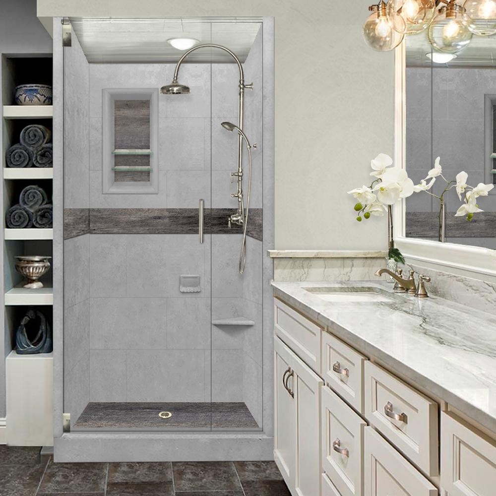 Custom Shower Kits - Alcove Pan, Walls, Thresholds & Optional Glass Enclosure | DIY Bathroom Remodeling Solution for Homeowners & Contractors | Perfect for Small Bathrooms & Space-Saving Designs