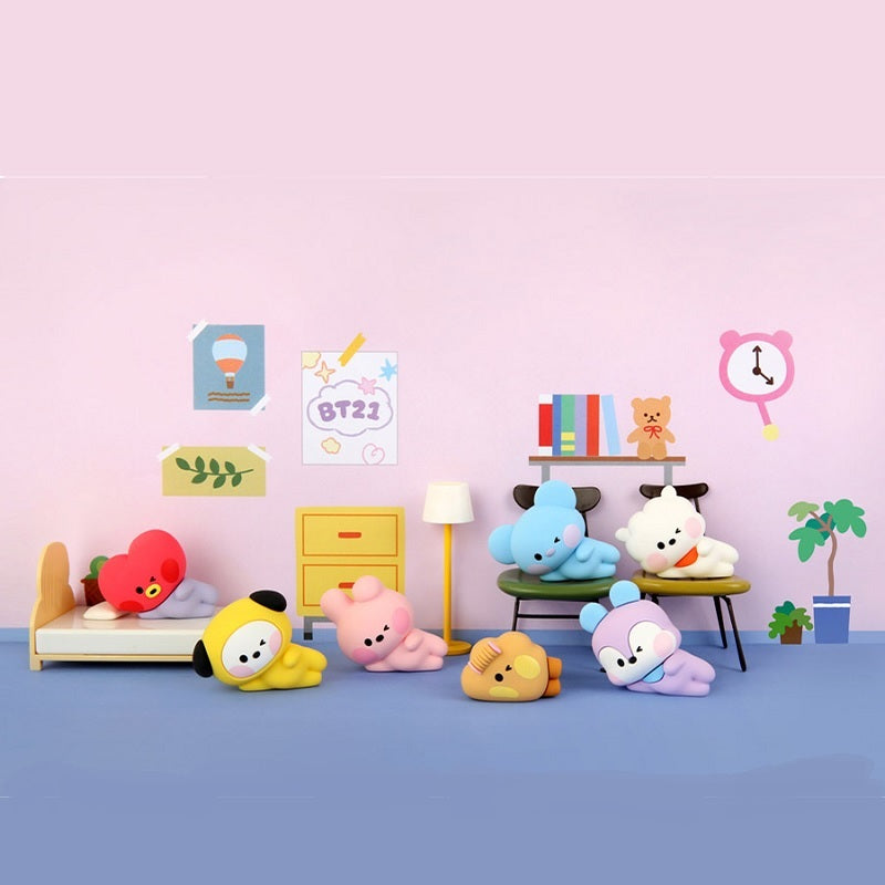 BT21 Koya Mini Figure Lying Plush Toy - Cute Korean Character Collectible for BTS Fans, Home Decor, Office Desk Display, and Gift for KPOP Lovers