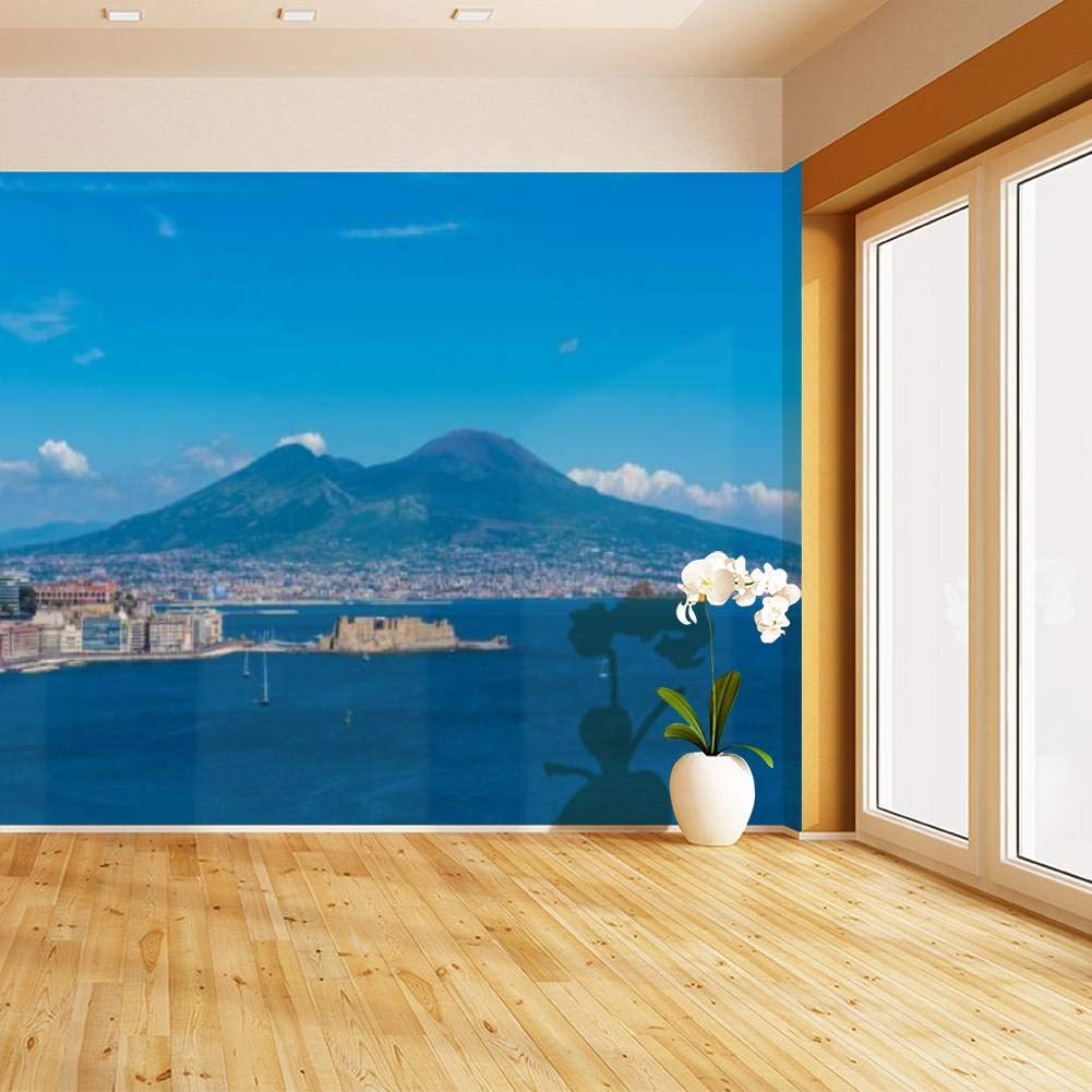 Naples Italy Bay Castle Wall Mural - Peel and Stick Self-Adhesive Wallpaper, Removable Vinyl Film for Home Decor | Perfect for Living Room, Bedroom & Nursery Accent Walls
