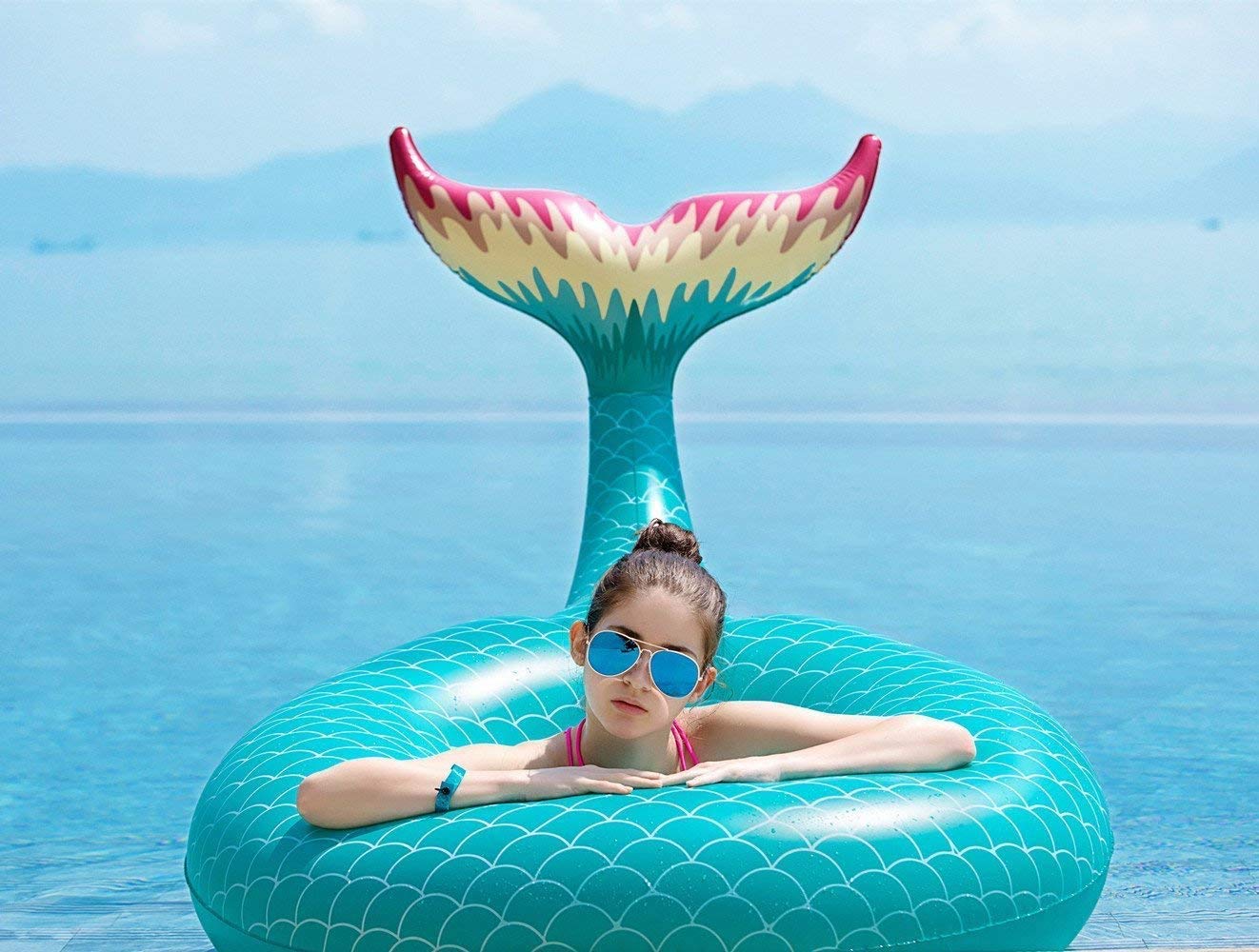 **Premium Giant Inflatable Mermaid Tail Pool Float - Quick-Fill Valves for Summer, Beach & Pool Parties - Fun Lounge Raft Decor for Adults & Kids - Perfect for Poolside Relaxation & Themed Parties**
