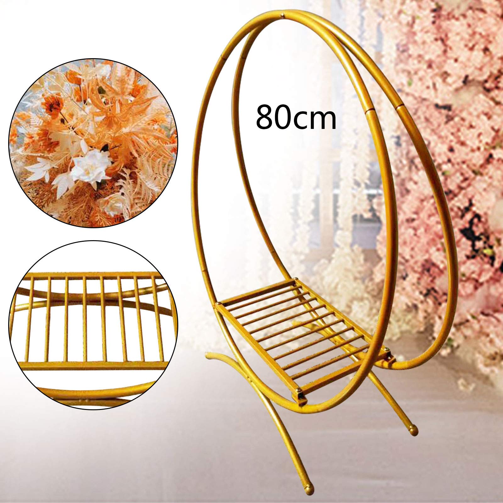 LOYALHEARTDY 31.5 Inch Double Ring Wedding Arch - Golden Metal Circle Backdrop for Wedding Decor, Cake Stand & Floral Hoop - Perfect for Outdoor Ceremonies, Photo Backdrops & Reception Decorations