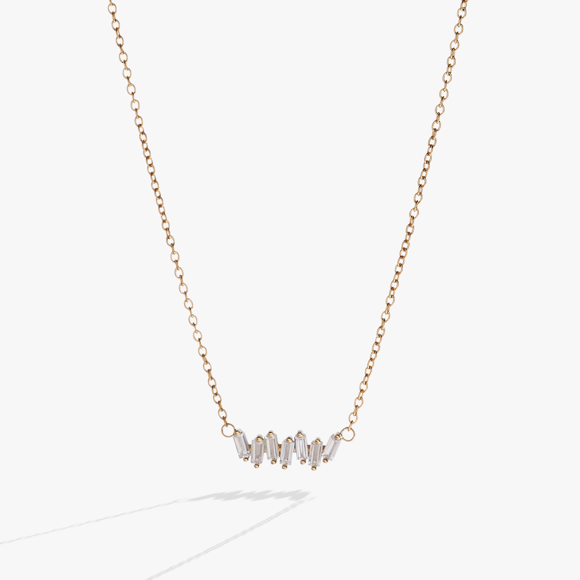 Elegant Crystal Baguette Bar Necklace for Women - Dainty Minimalist Pendant Jewelry - Perfect for Weddings, Parties & Everyday Wear