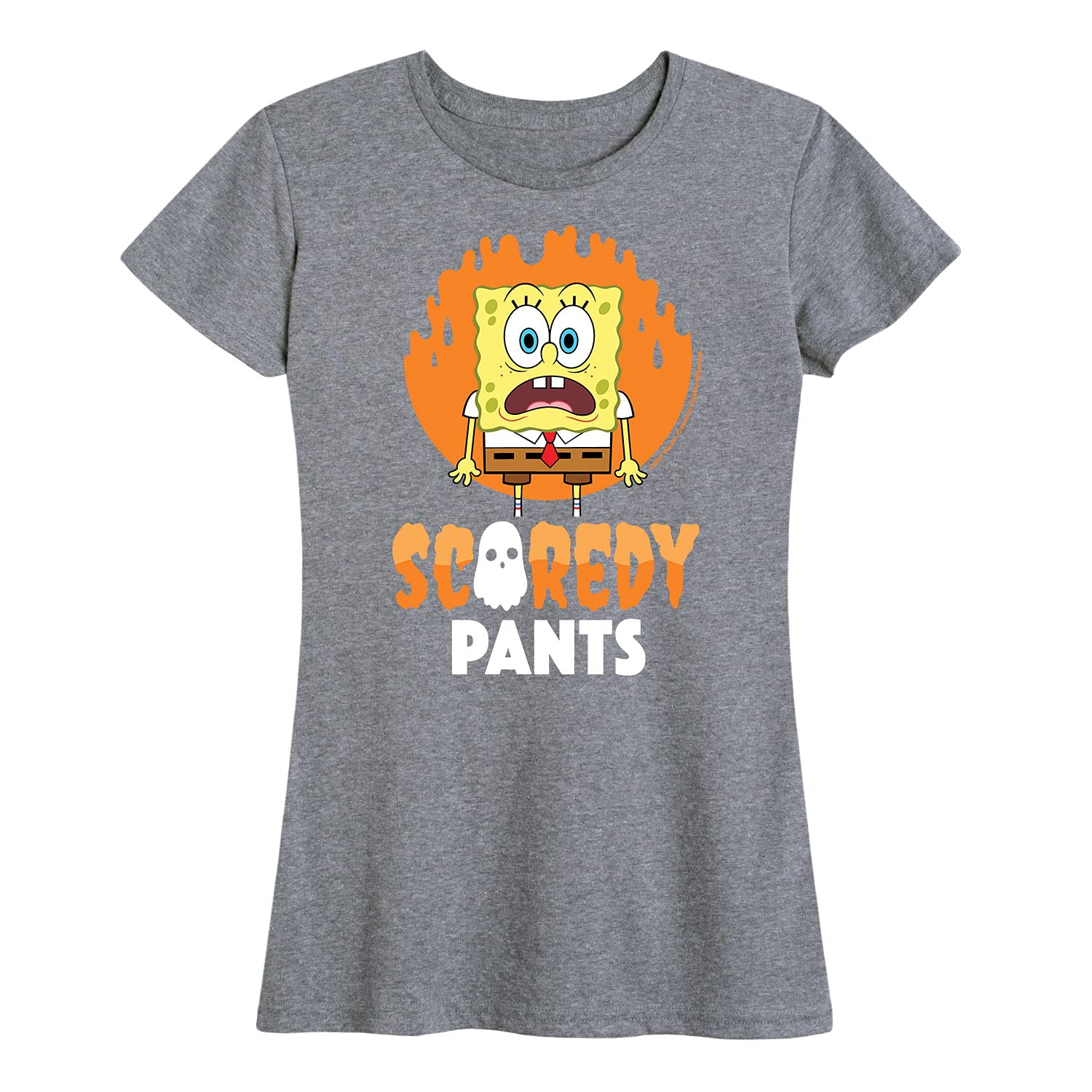 HYBRID APPAREL Women's Spongebob Squarepants Scaredy Pants Graphic T-Shirt - Funny Cartoon Short Sleeve Tee for Casual Wear & Pop Culture Fans