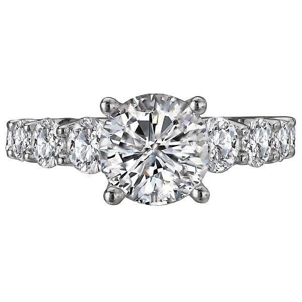 18KT White Gold 1.37 CTW Diamond Accent Engagement Ring Setting for 2 CT Round Center Stone - Perfect for Proposals, Weddings & Anniversary Gifts