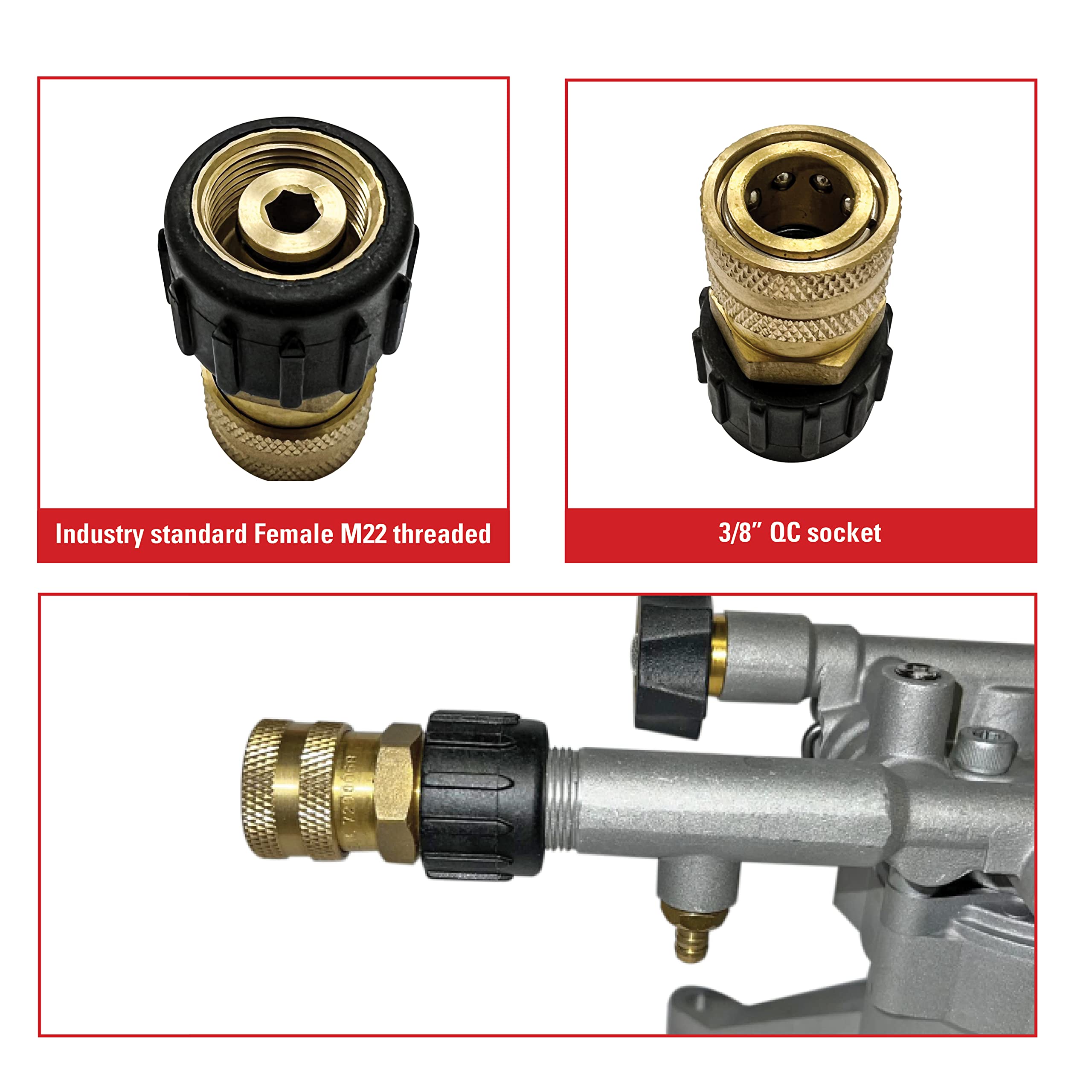 Simpson Pressure Washer QC Socket M22 Brass 4500 PSI for Heavy-Duty Cleaning