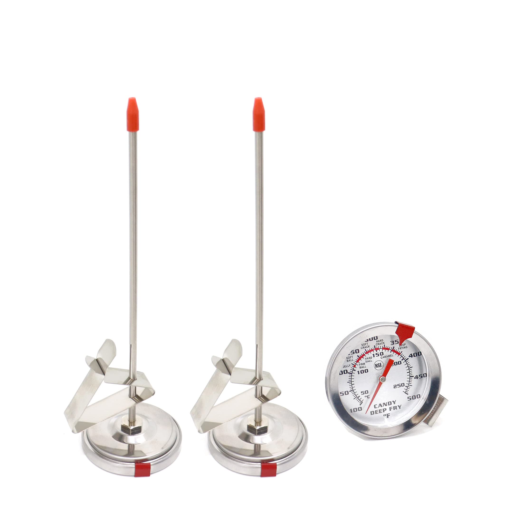 8-Inch Candy & Turkey Deep Fry Thermometer with Clip - 2 Pack for Candy Making, Deep Frying, Candle Making, Large Pots - Perfect for Home Kitchen, Baking & Cooking