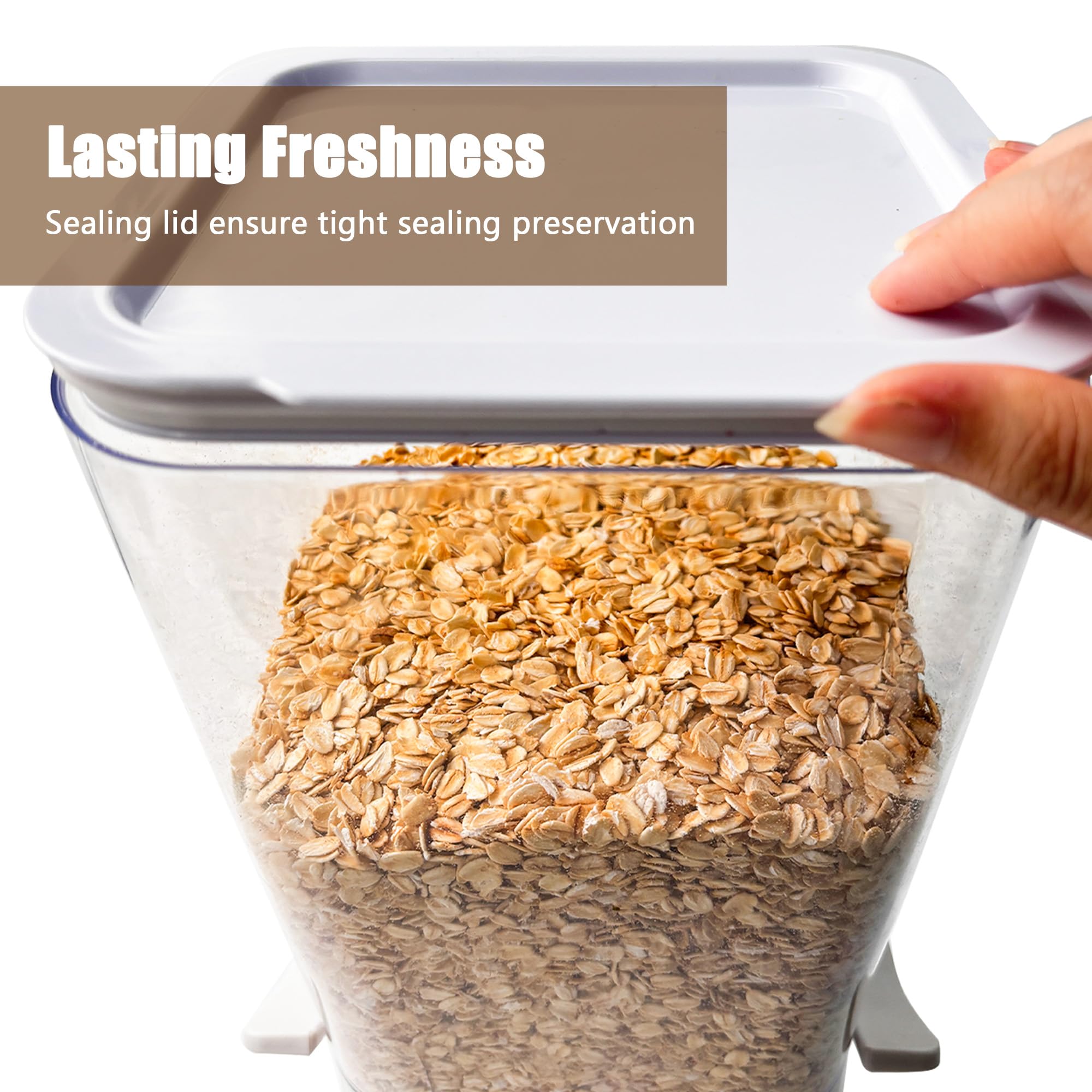 Meegoo 5.5L Large Airtight Cereal Storage Container - Dry Food Dispenser for Grains, Rice, Nuts, Beans & Candy | BPA-Free Kitchen Organization | Perfect for Pantry, Countertop & Bulk Food Storage (White)
