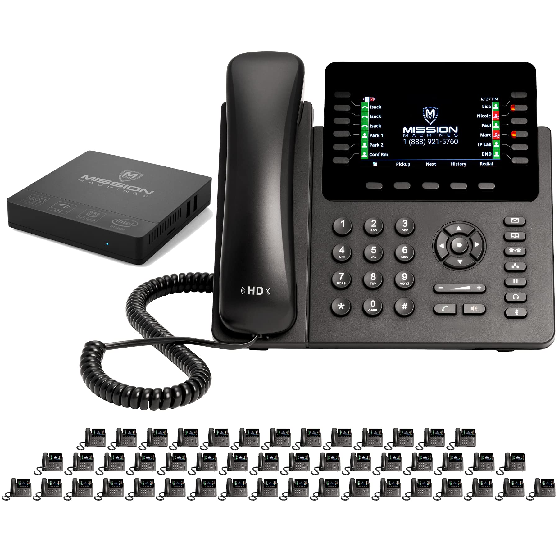 Mission Machines S-100 Business Phone System - 48 Line VoIP Phone Bundle with Auto Attendant, Voicemail, Mobile & Remote Extensions, Call Recording & 2-Month Service | Ideal for Small Businesses, Call Centers & Remote Teams