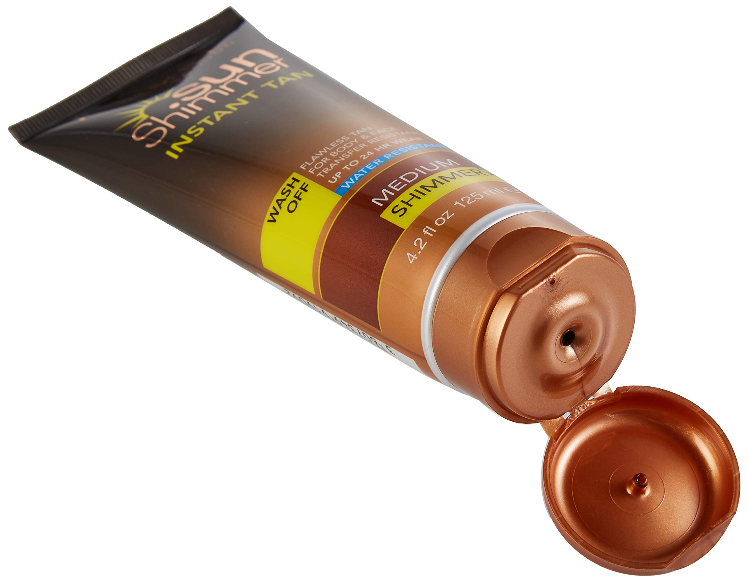 Rimmel Sunshimmer Water Resistant Instant Tan Wash Off Shimmer - Medium | Self-Tanning Lotion for a Natural Glow | Perfect for Beach, Pool & Summer Vacations