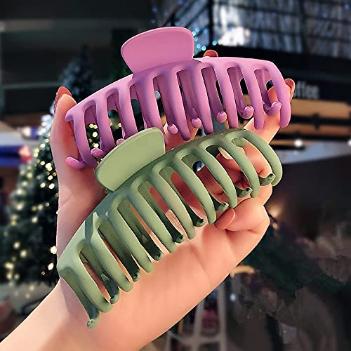 4.3 Inch Softwrap Large Hair Claw Clips for Women - Matte Neutral Hair Clips for Thick or Thin Hair - Strong Hold Jaw Clips Hair Accessories - Pack of 2 (Perfect for Work, Gym, or Everyday Styling)