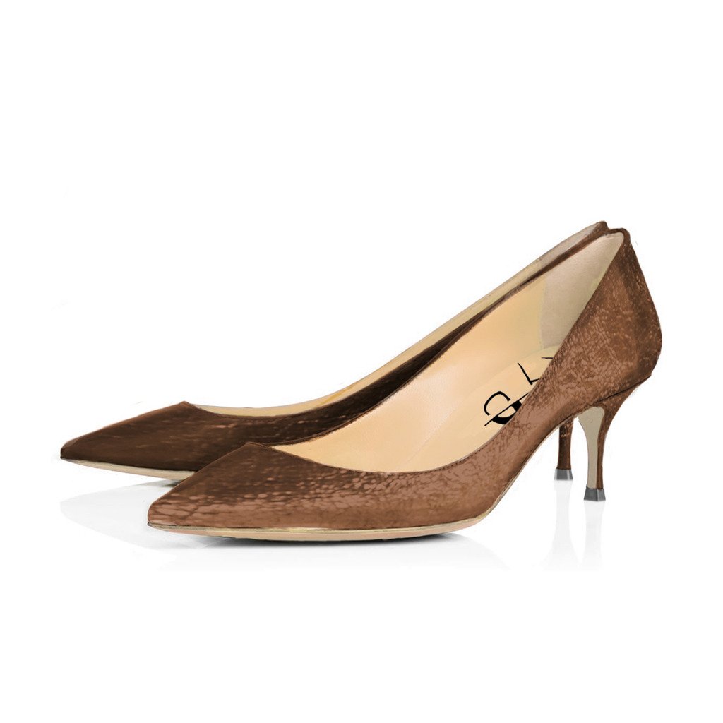 XYD Women's Comfortable Slip-On Pointed Toe Kitten Heel Dress Pumps - Perfect for Office, Events & Professional Occasions