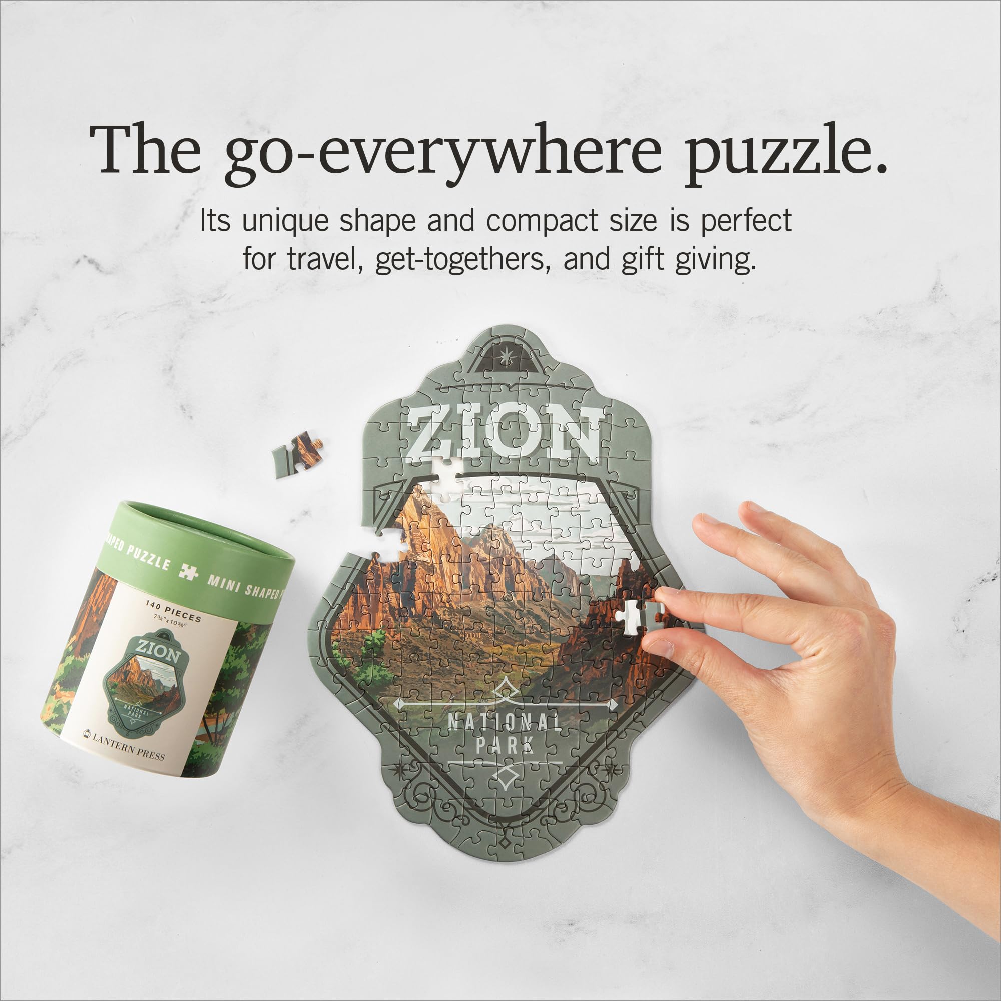 Lantern Press Mini Shaped Adult Jigsaw Puzzle - Zion National Park Conservation Theme | Perfect for Home Decor, Relaxation & National Park Enthusiasts
