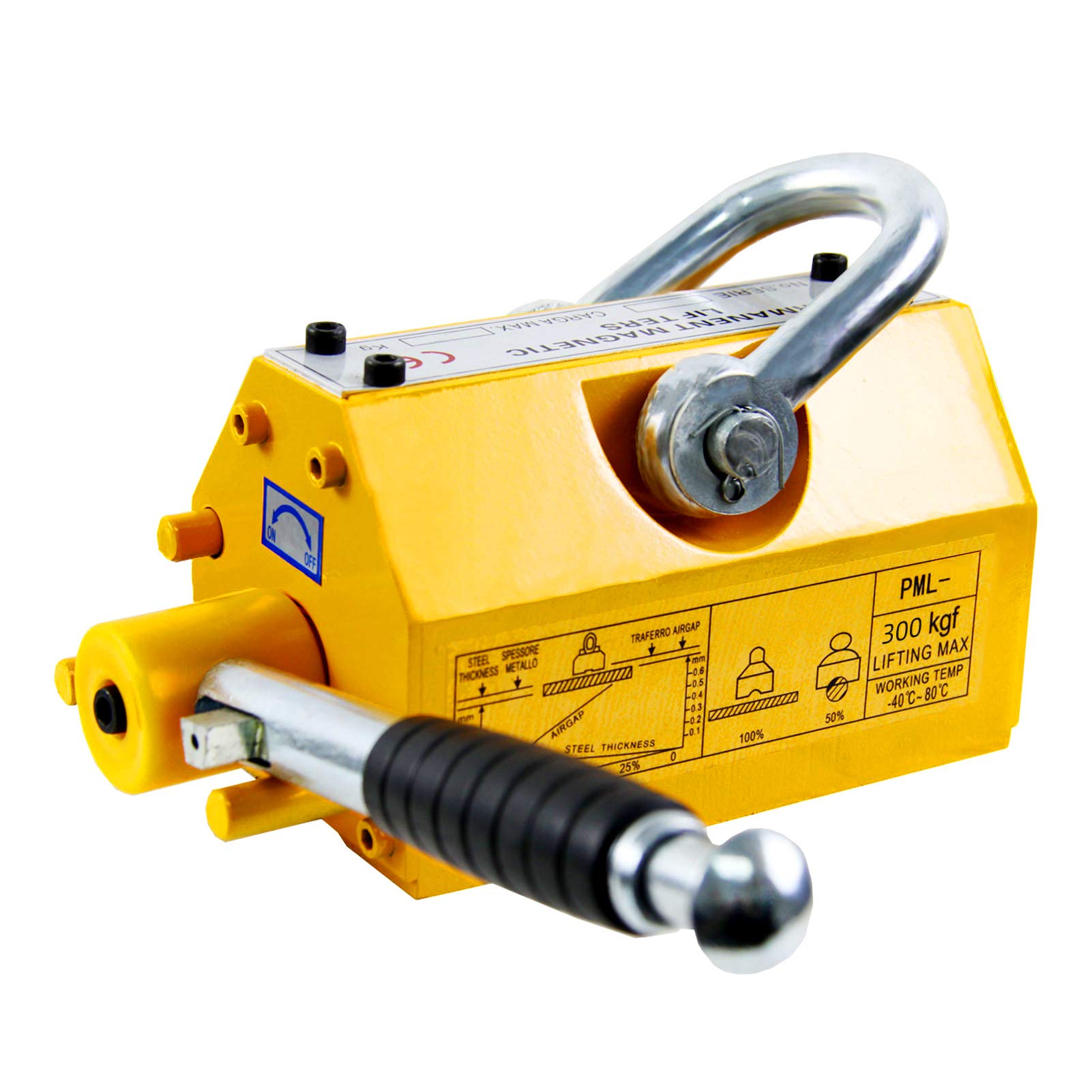 660 Lbs Capacity Permanent Magnetic Lifter - Heavy Duty Steel Lifting Magnet with Quick Release for Shop Cranes & Hoists - Ideal for Lifting Steel Plates, Boards & Metal Sheets in Workshops, Factories & Construction Sites