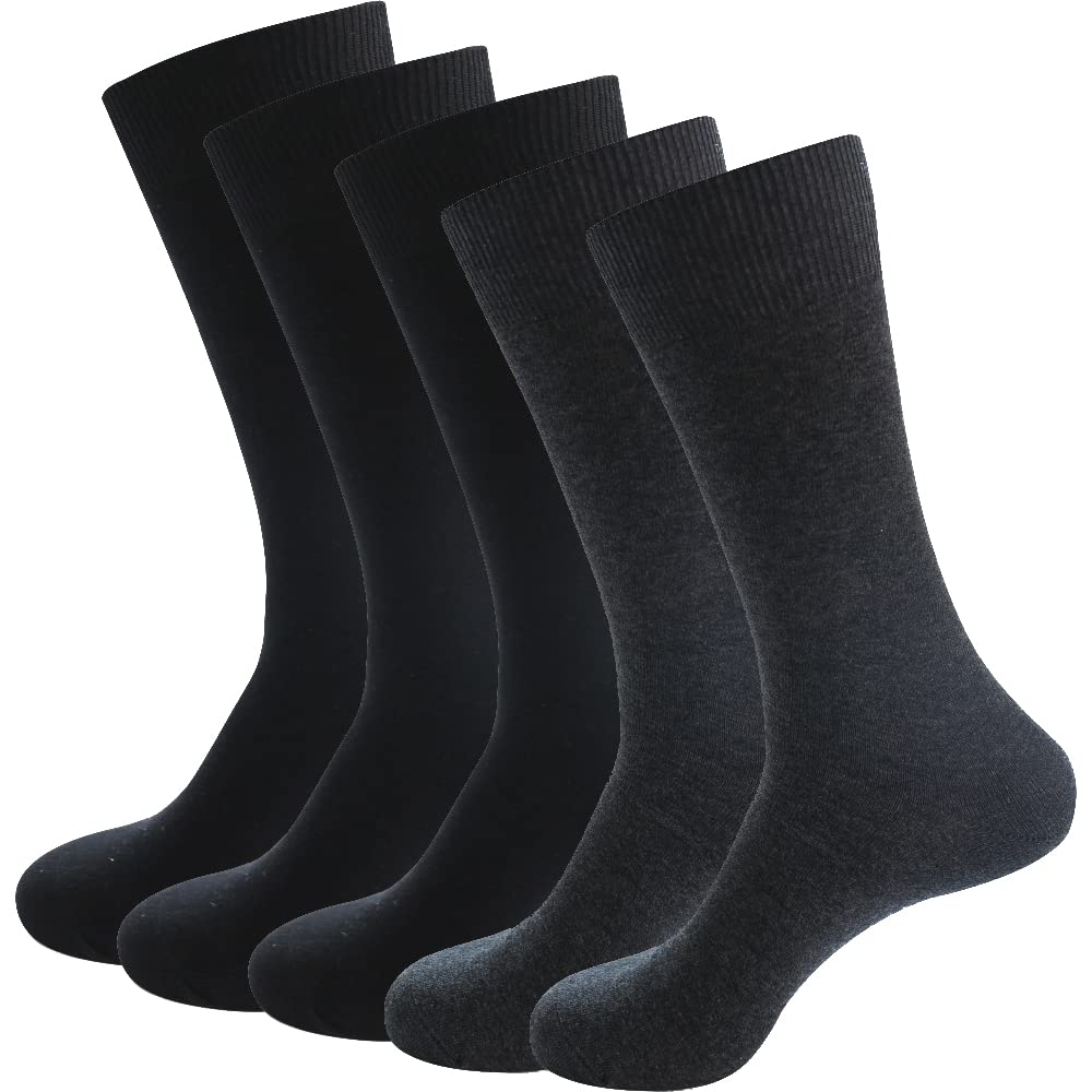 WROLEM Men's Running Socks - 5 Pack Breathable Cotton Crew Socks for Work, Dress & Sports | Lightweight Athletic Socks for Jogging, Gym & Daily Wear