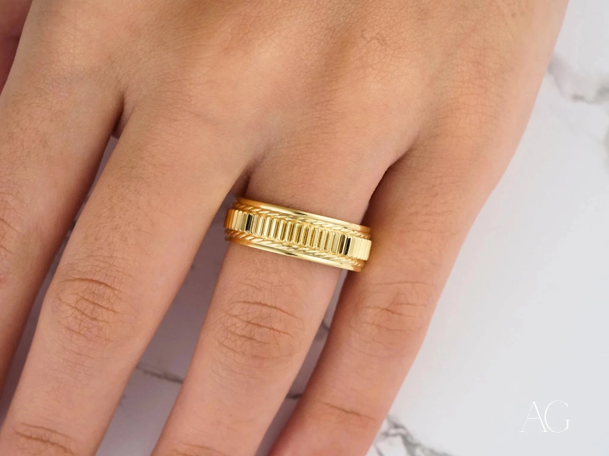 Majestic Weave Wedding Band for Men & Women - 14K Gold & Sterling Silver Diamond Ring - Perfect for Engagement, Anniversary & Special Occasions