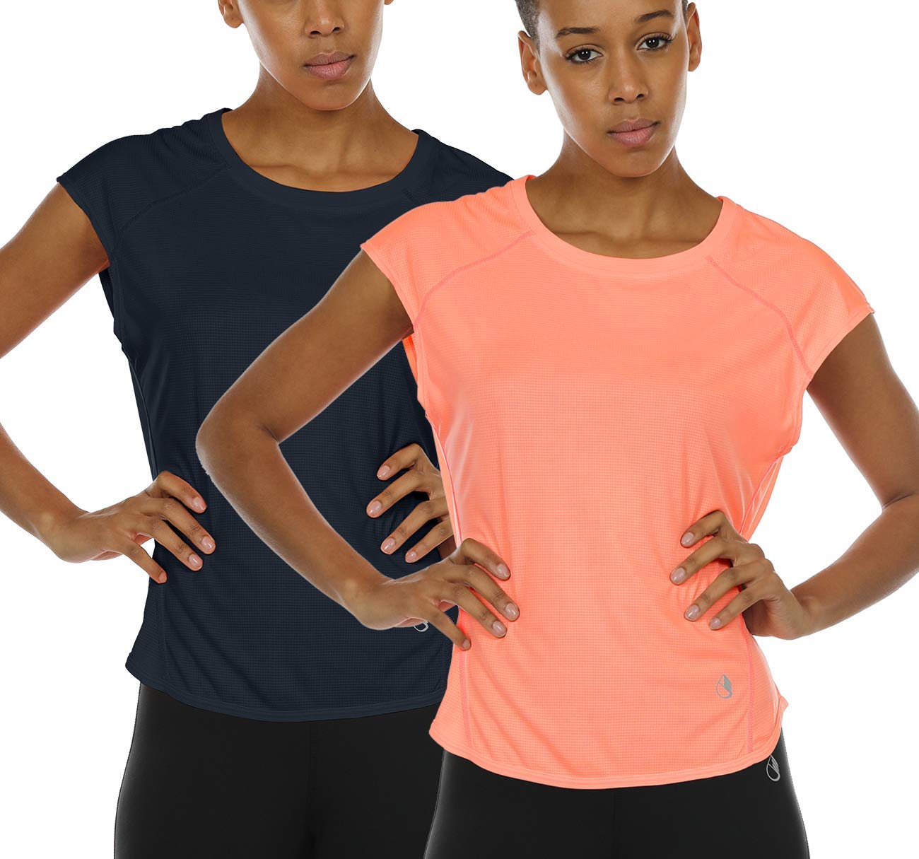 ICY ZONE Women's Workout T-Shirts - Breathable Gym Yoga Running Exercise Cap Sleeve Tops (Pack of 2) | Perfect for Fitness Training, Yoga Sessions & Active Lifestyle