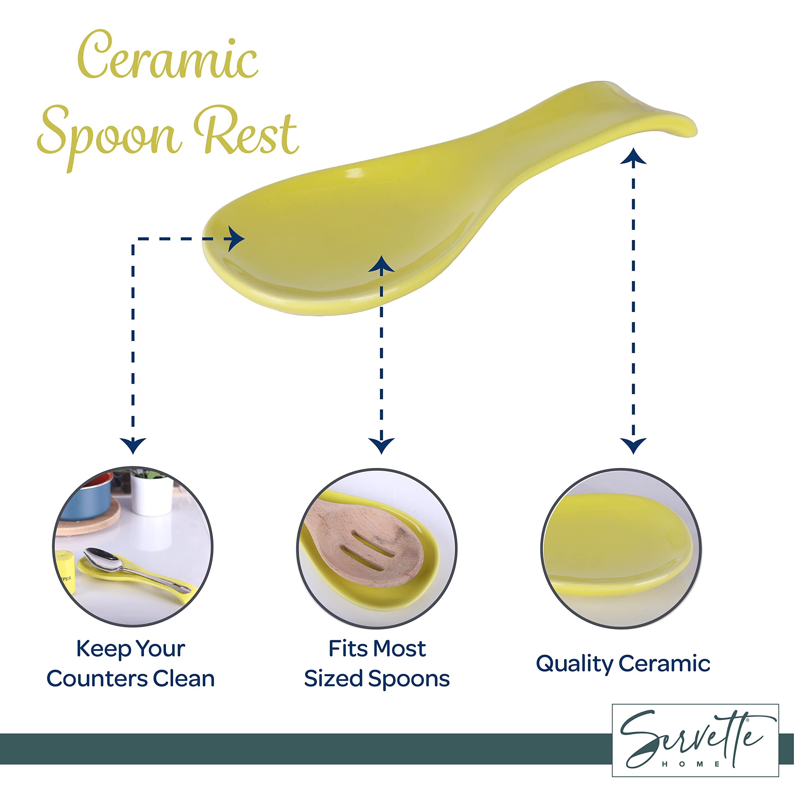 Premium Yellow Ceramic Spoon Rest - Heat Resistant Kitchen Utensil Holder for Stovetop & Countertop Use - Ideal for Cooking, Serving & Decor