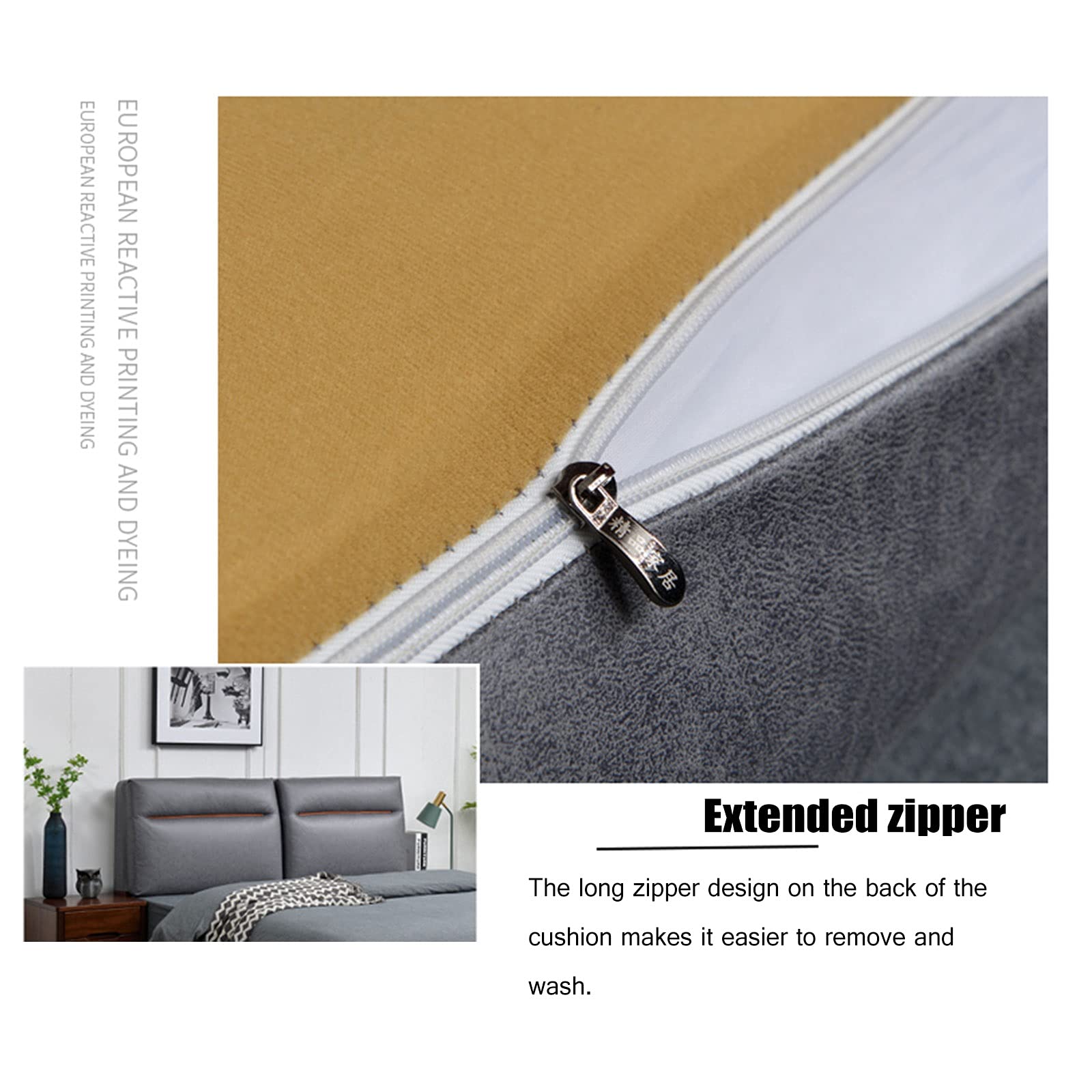 **King Size Upholstered Headboard Pillow - Bed Rest Wedge Cushion with Removable Cover for Lumbar Support, Day Beds & Bunk Beds | Customizable & Comfortable for Reading, Relaxing & Watching TV**