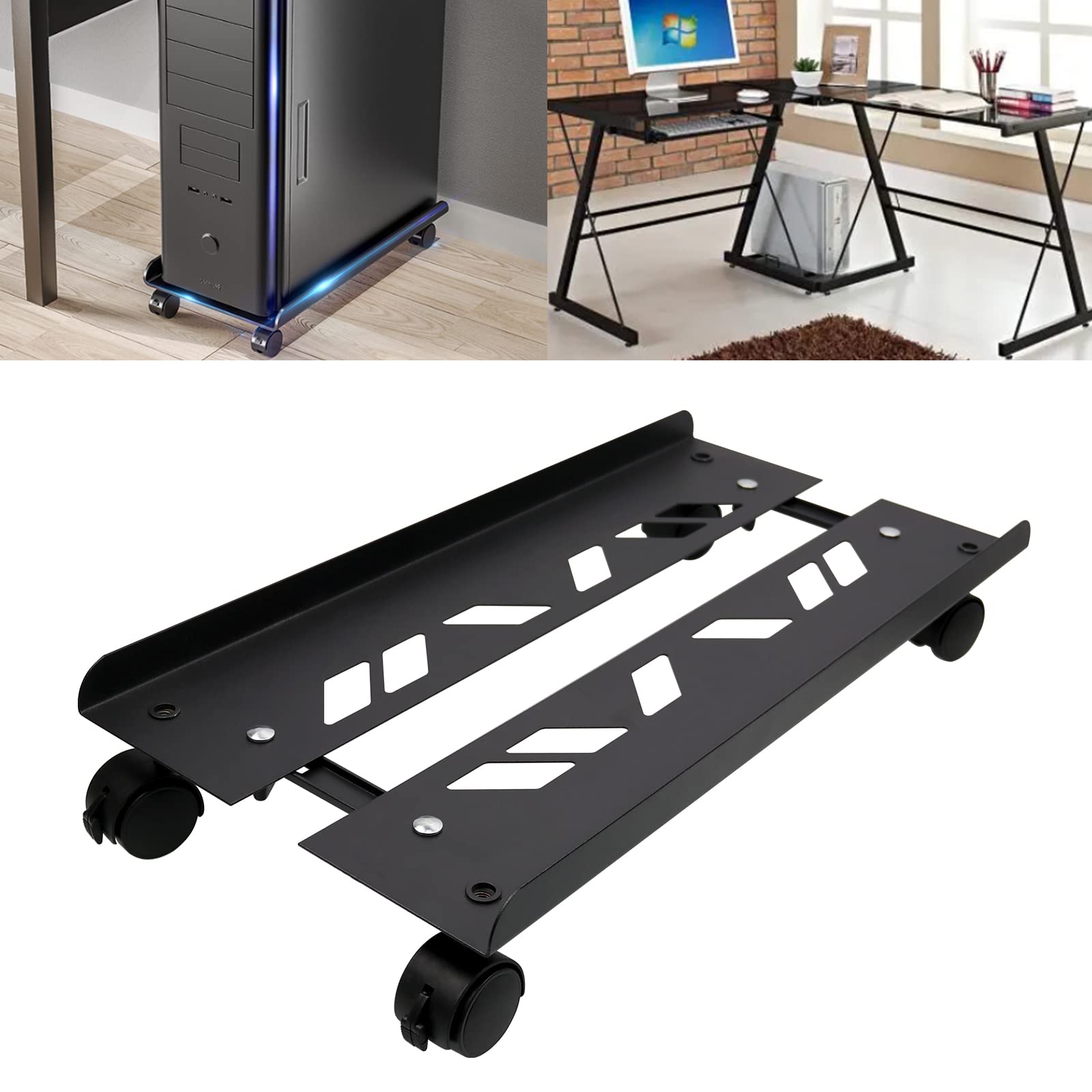 Adjustable Mobile PC Tower Stand with Rolling Caster Wheels - 19.7