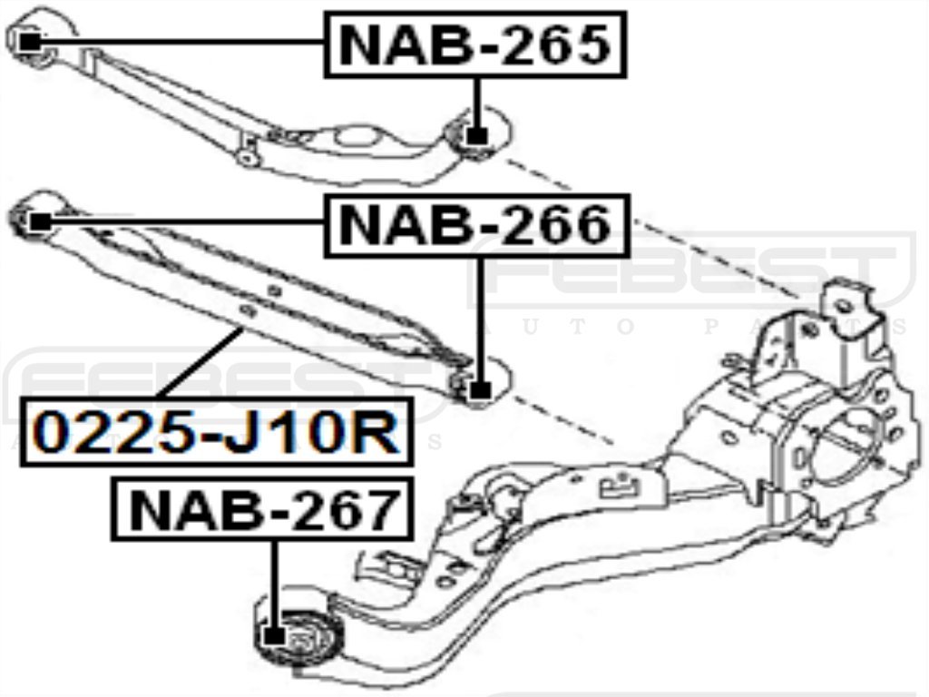 Febest 55121EN100 Arm Bushing for Nissan Track Control Arm Replacement - Durable Suspension Part for Smooth Ride & Enhanced Vehicle Control | Perfect for Nissan Repair & Maintenance