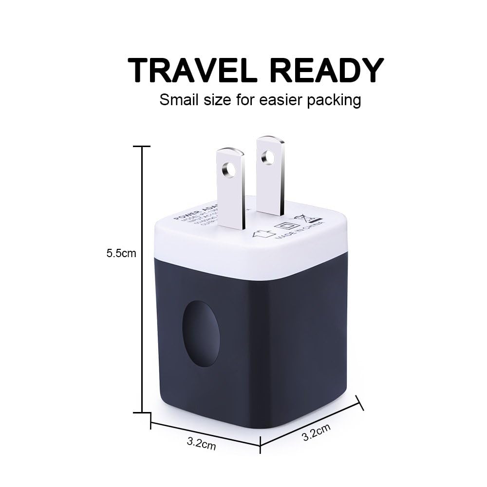 Sicodo 3-Pack USB Wall Charger with Dual Port - Fast Charging Cube Power Adapter for iPhone 16/15/14/13/12/11/SE, Samsung Galaxy S24/S23/S22/S21, LG, Moto - Perfect for Home, Office & Travel Charging Needs
