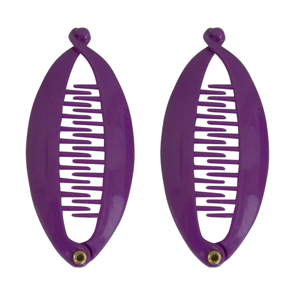 Purple 3.5 Inch Mini Banana Clip Hair Clincher - Rounded Edge Hair Comb for Women, Girls - Perfect for Ponytails, Buns & Updos