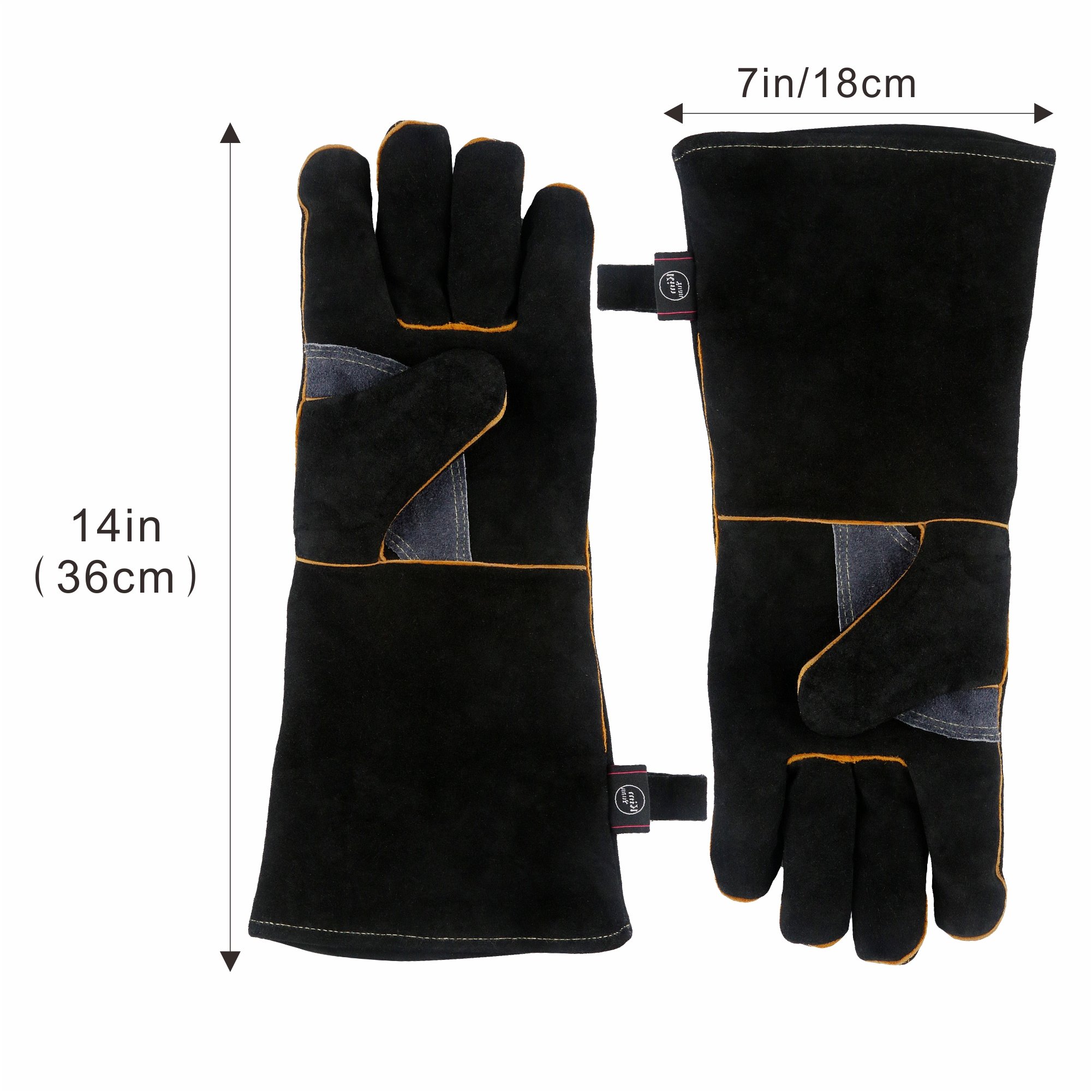Heat & Fire Resistant Leather Gloves with Kevlar Stitching - Heavy Duty Protection for Fireplace, Stove, Oven, Grill, Welding, BBQ, MIG, Pot Holder & Animal Handling - Ideal for Cooking, Grilling, Metalworking & Outdoor Activities