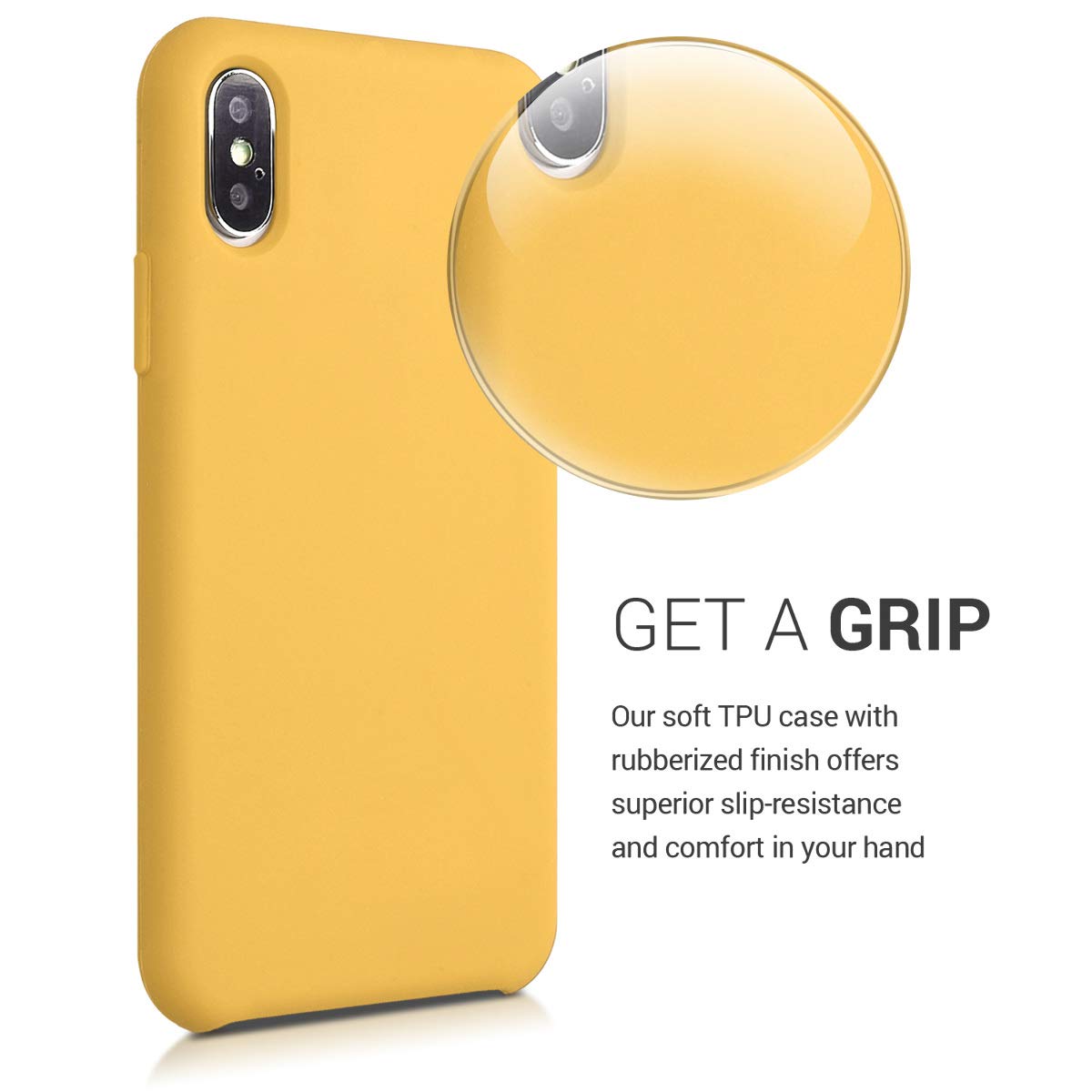 kwmobile TPU Silicone Case for Apple iPhone Xs - Soft Protective Phone Cover in Honey Yellow | Slim Fit Shockproof Case for Everyday Use & Travel Protection