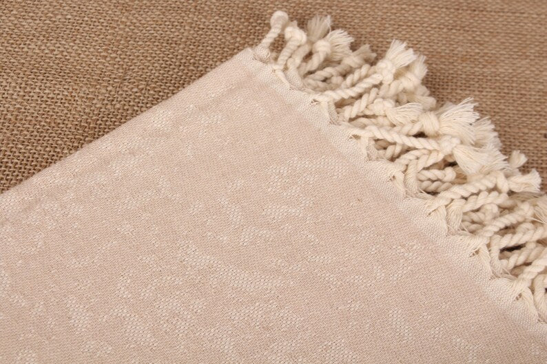 Premium Beige Turkish Cotton Beach Towel - Soft, Absorbent & Quick-Drying - Perfect for Pool, Beach, Vacation & Spa Use