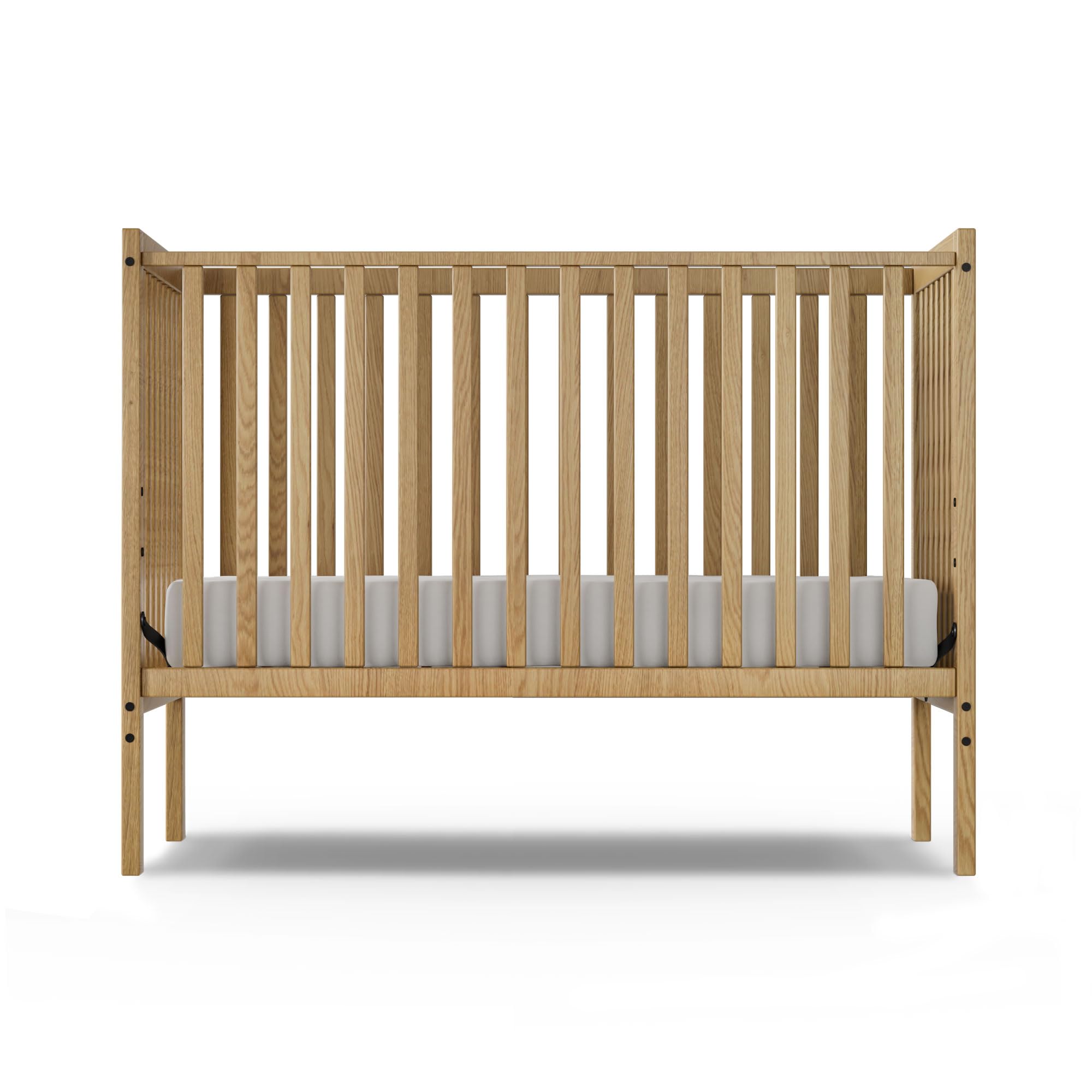 5-in-1 Convertible Baby Crib to Toddler Bed - Natural Pinewood Full Size Nursery Furniture with Non-Toxic Finish | Safe & Sustainable Wooden Crib for Newborns & Small Babies | Perfect for Nursery Rooms, Daycare Centers & Small Spaces