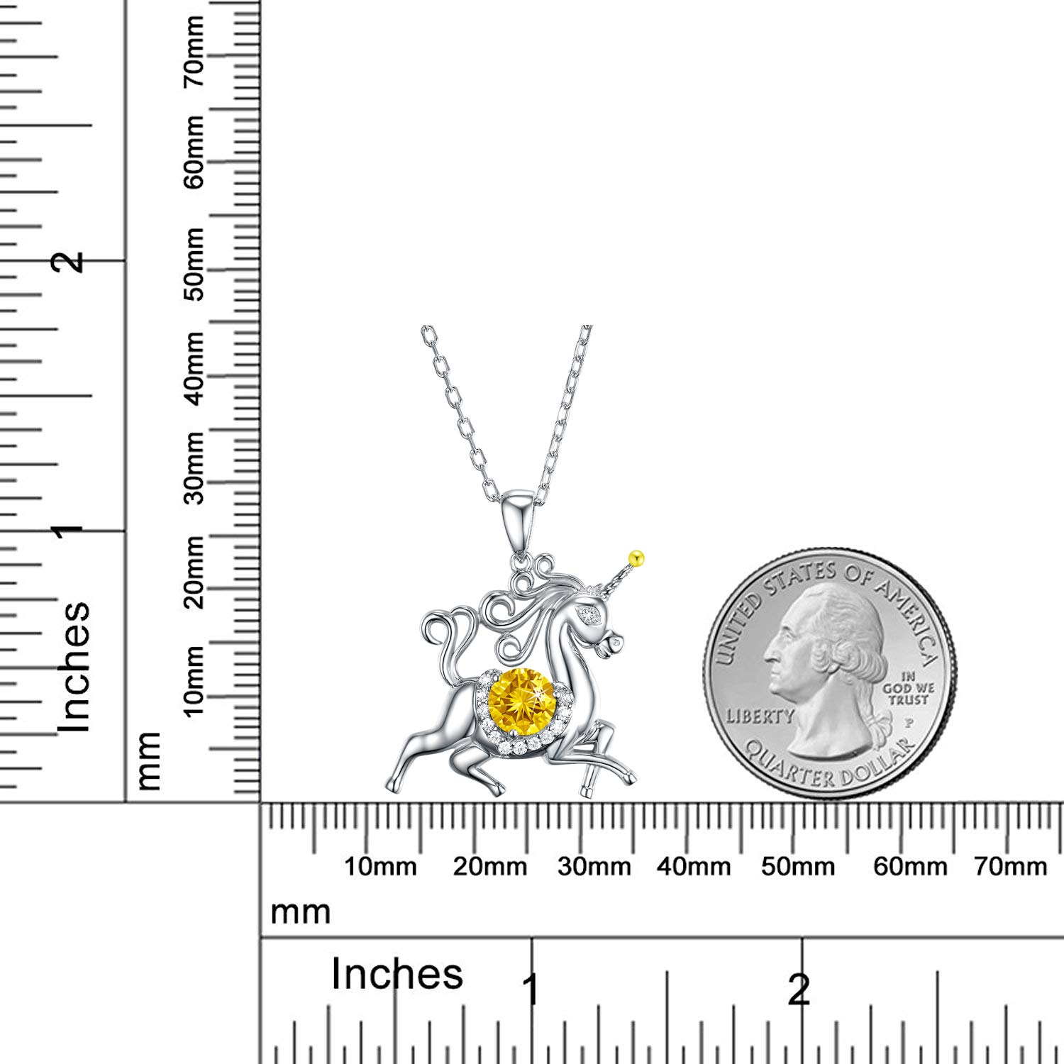 Dorella 925 Sterling Silver Animal Pendant Necklace with November & December Birthstones - Blue Topaz & Citrine Jewelry Gift for Women | Christmas, Birthday, Anniversary Present for Her | Perfect for Holiday Gifting & Special Occasions