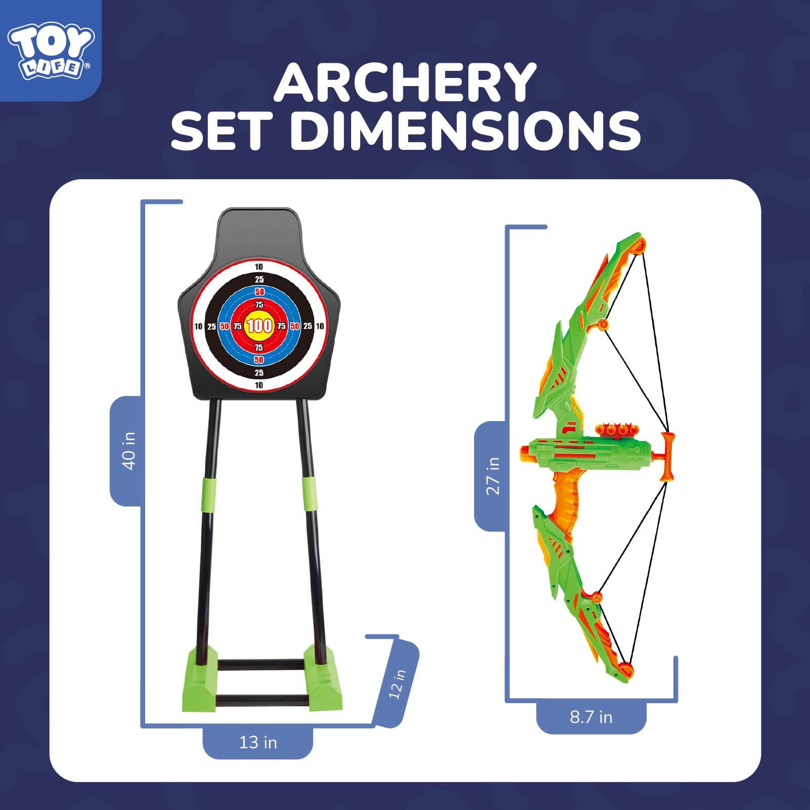 TOY Life 2 Pack LED Bow and Arrow Set for Kids Ages 4-14 - Outdoor Archery Game with Standing & Movable Target, 40 Foam Darts - Perfect for Backyard Play, Birthday Gifts, and Family Fun Activities