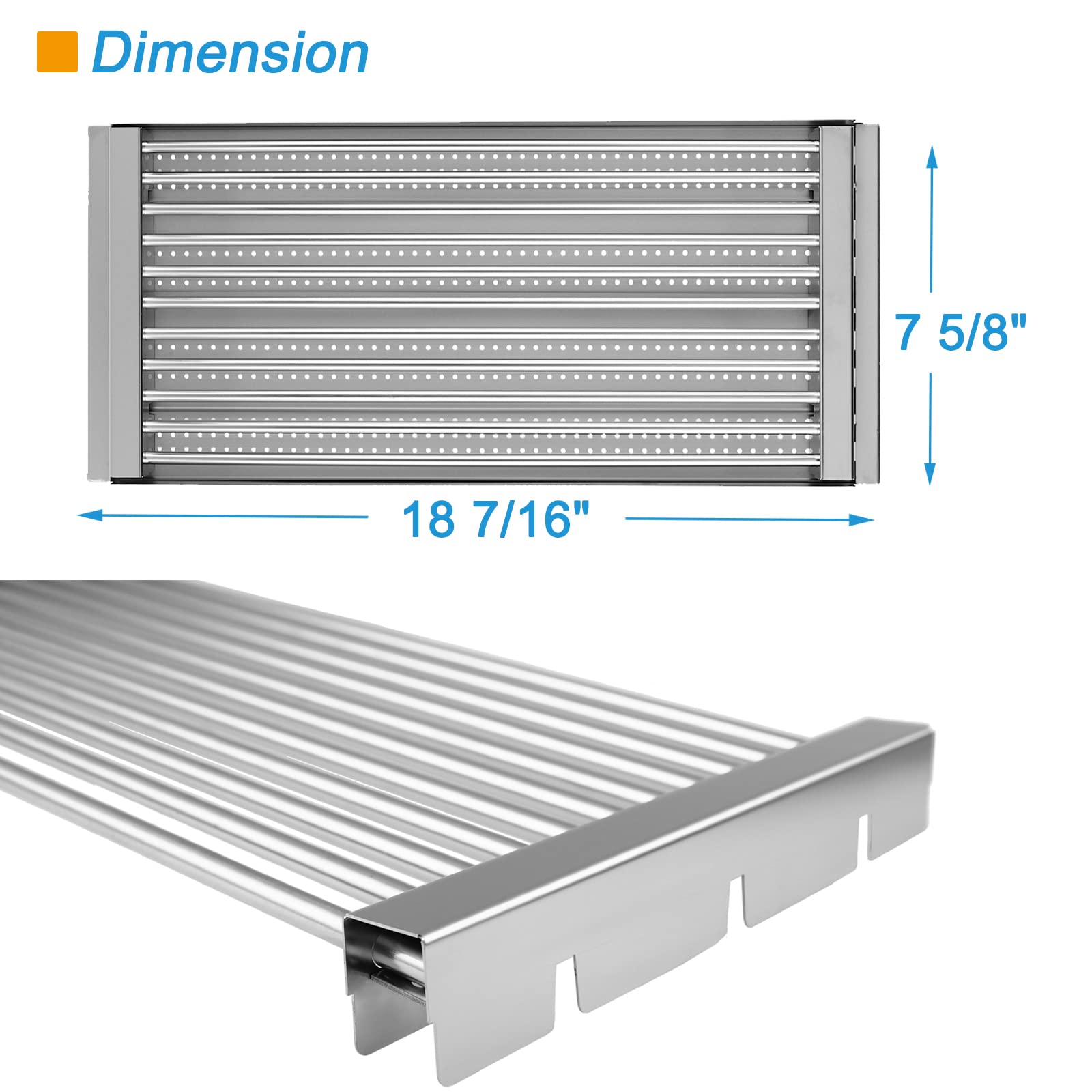 Stamped Stainless Steel Cooking Grate & Emitter Set - 18 7/16