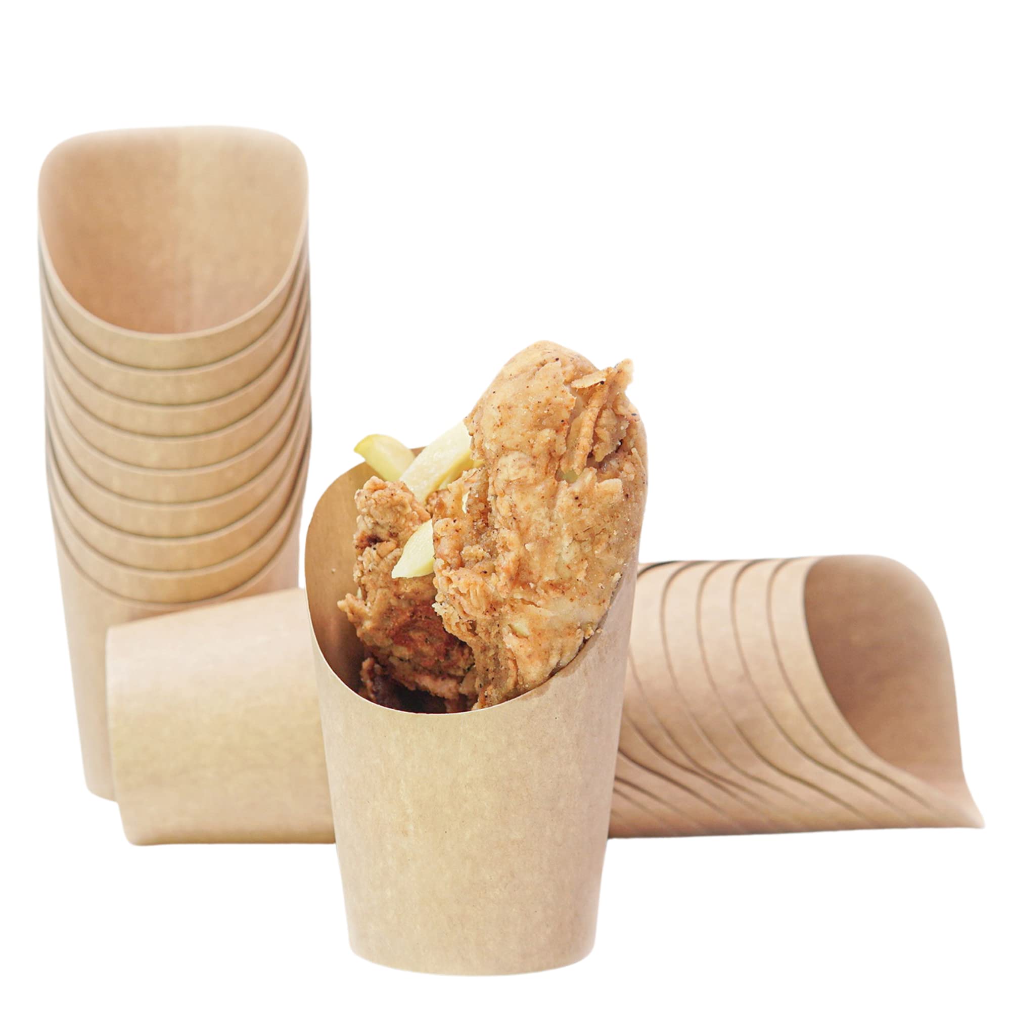 Disposable Charcuterie Cups 100-Pack | 14oz Kraft Paper French Fry Holders & Cones for Parties, Picnics, Movie Nights – Perfect for Serving Snacks, Appetizers & Finger Foods – HaraHuri