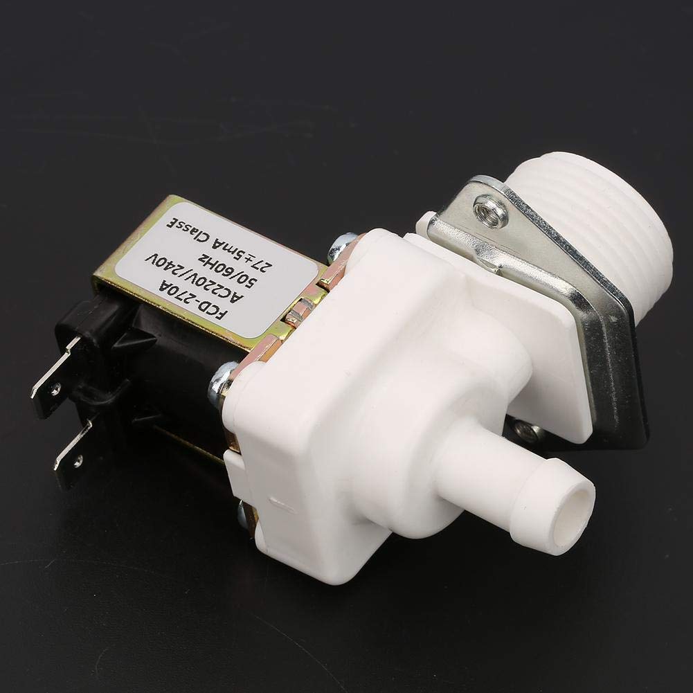 220V AC Normally Closed Plastic Electric Solenoid Valve for Ice Makers - Durable Magnetic Water Control Valve for Refrigerators, Water Dispensers & Home Appliances