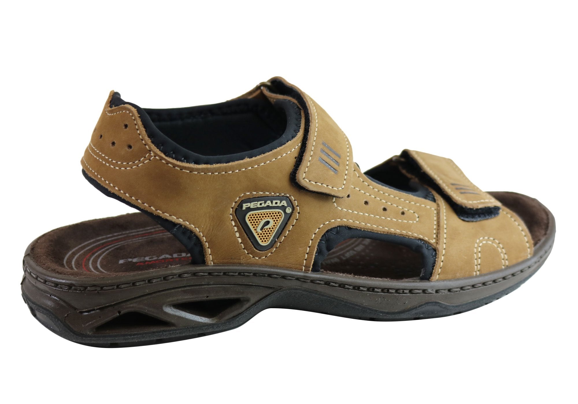 **Men's Comfortable Leather Sandals with Cushioning - Pegada Thompson - Made in Brazil - Perfect for Beach, Travel & Casual Wear**