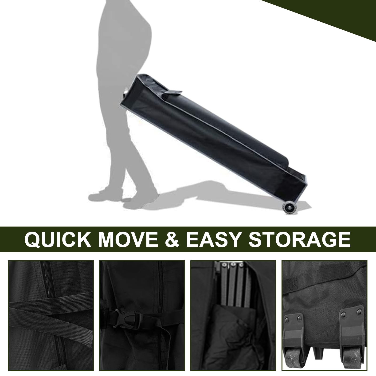 10x10 Pop Up Canopy Tent - Upgraded One-Push Straight Leg Design for Outdoor Camping, Picnics, and Beach Events | Includes Wheeled Carry Case, 8 Spikes & 4 Ropes | Waterproof & UV Protection (Black, 10ft x 10ft) - Perfect for Backyard BBQs, Farmers Markets, and Tailgating Parties