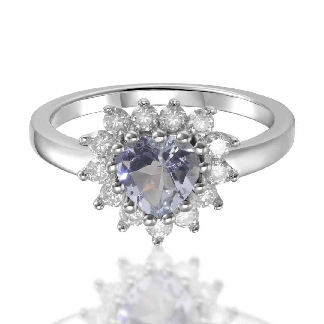 Stunning Aquamarine Halo Heart Ring - 925 Sterling Silver Vintage Jewelry for Women - Perfect for Valentine's Day, Anniversary & Romantic Gifts