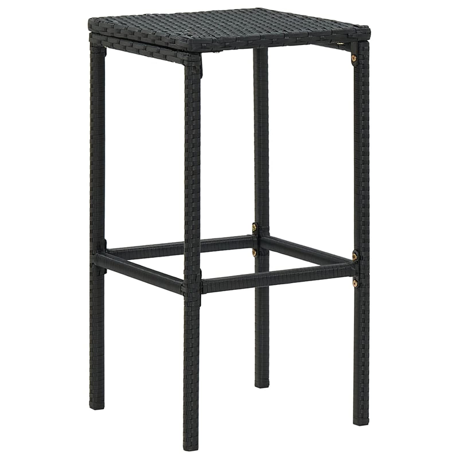 Premium Acacia Wood Outdoor Bar Set - 3-Piece Patio Dining Table & 2 Cushioned Bar Stools with Black Poly Rattan & Steel Frame - Perfect for Garden, Patio, Terrace, Backyard & Poolside Entertaining