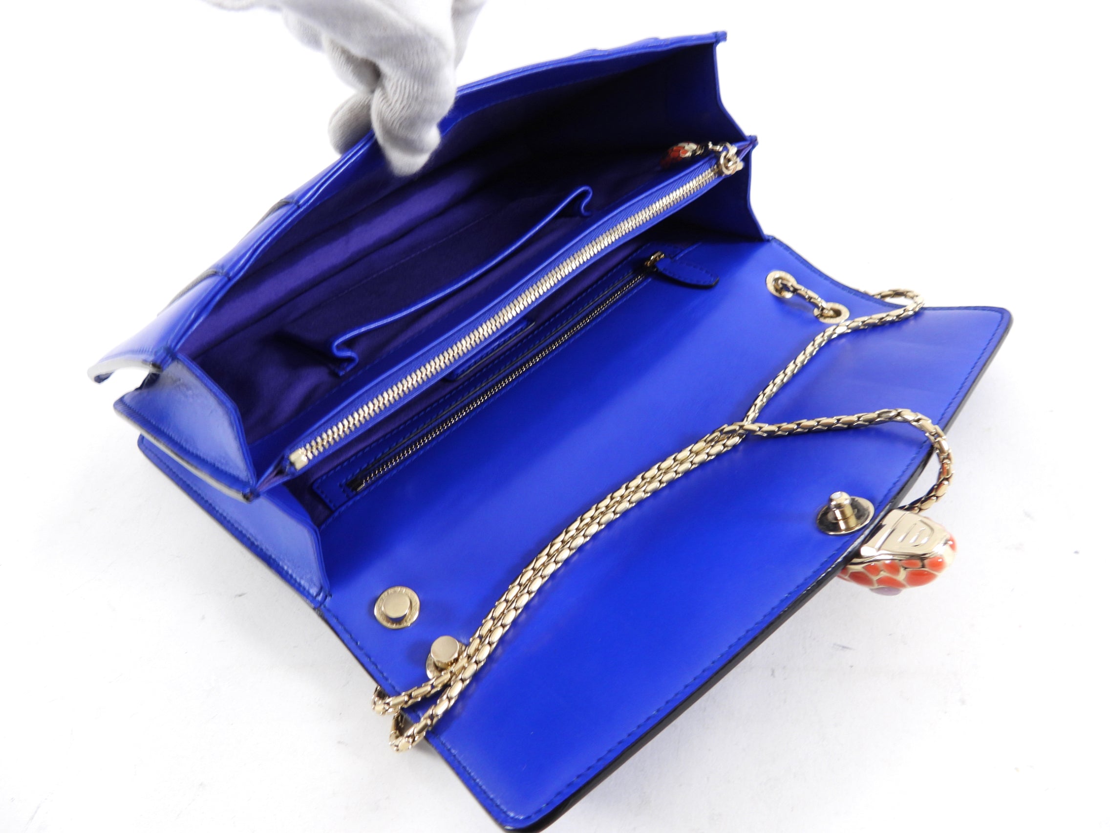 Bvlgari Serpenti Forever Flap Bag in Cobalt Blue Leather - Luxury Designer Handbag for Women, Perfect for Evening Events & Special Occasions