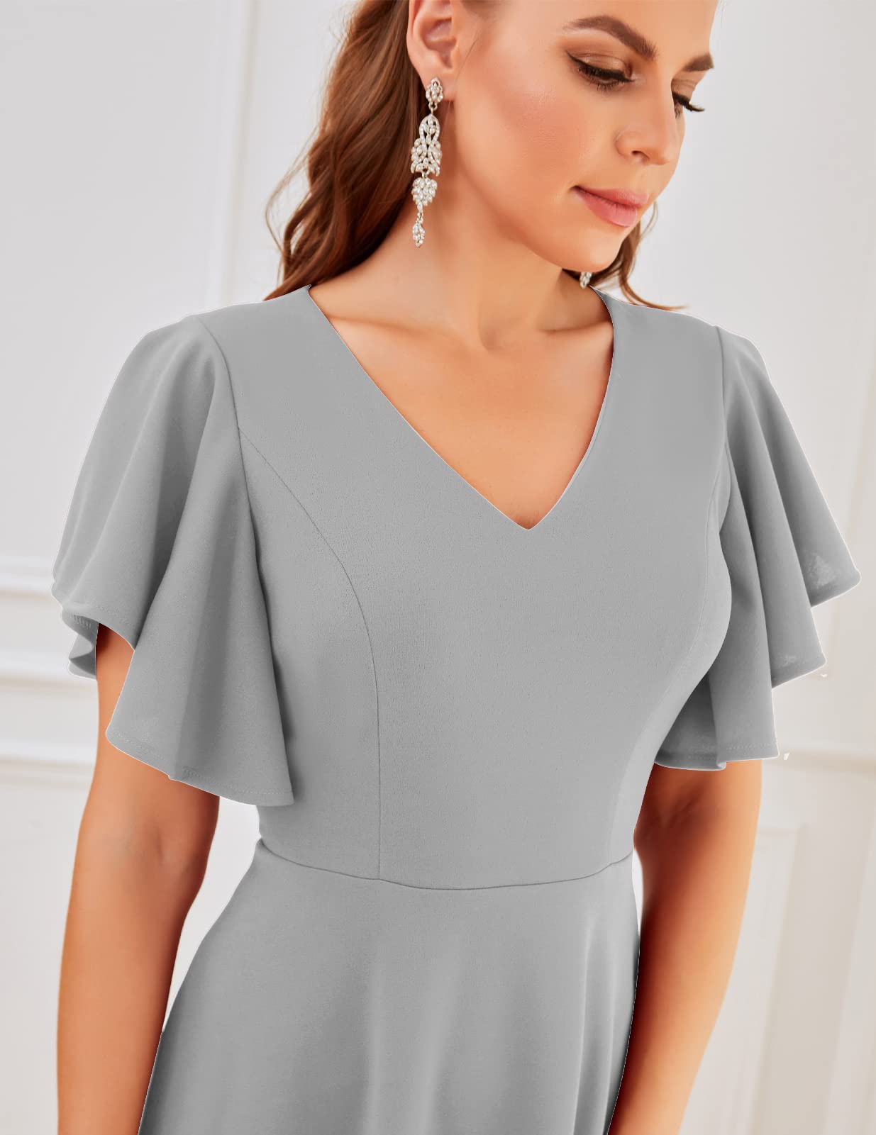 Elegant Bridesmaid Cocktail Dresses for Women 2024 | Sleeved Midi Dress for Wedding Guest & Formal Tea Party | Perfect for Summer Weddings, Garden Parties & Special Occasions