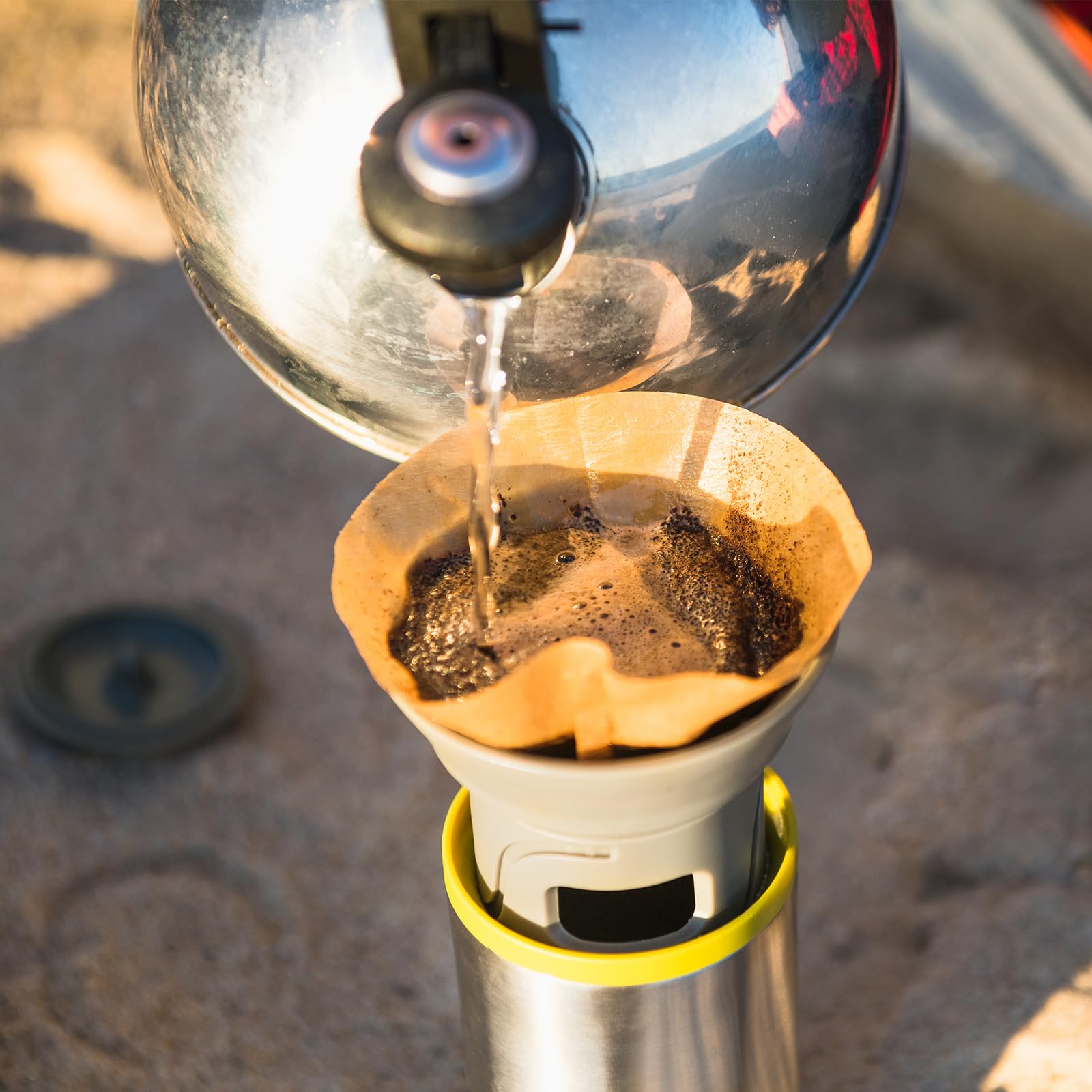 WACACO Cuppamoka Portable Pour Over Coffee Maker - Manual Drip Coffee Brewer with 10 Reusable Cone Paper Filters, 10oz Stainless Steel Travel Coffee Maker for Camping, Office & Home Brewing
