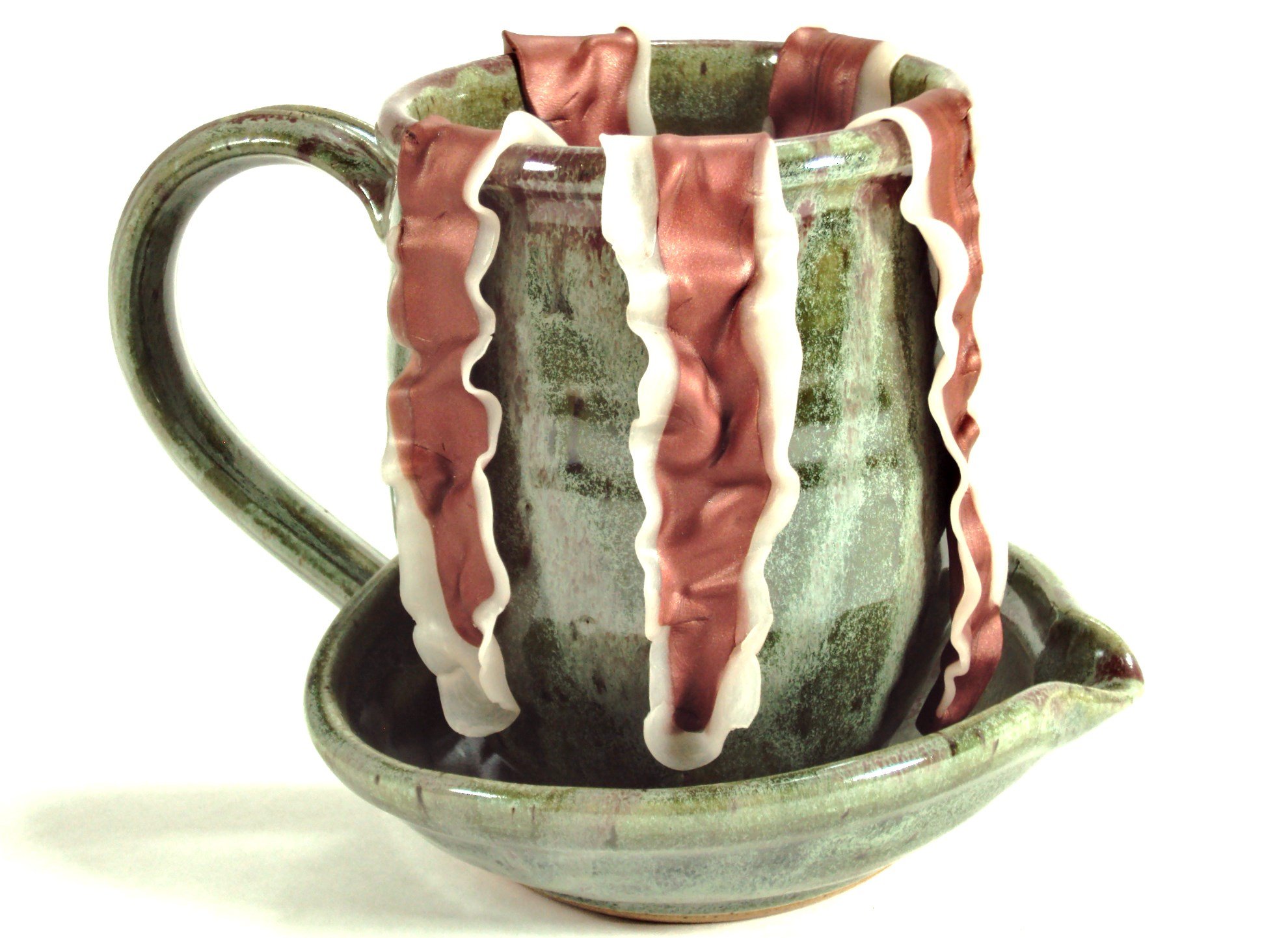 Premium Ceramic Bacon Cooker - Eco-Friendly Green with Raspberry Design | Perfect for Breakfast, Camping & Kitchen Gifts