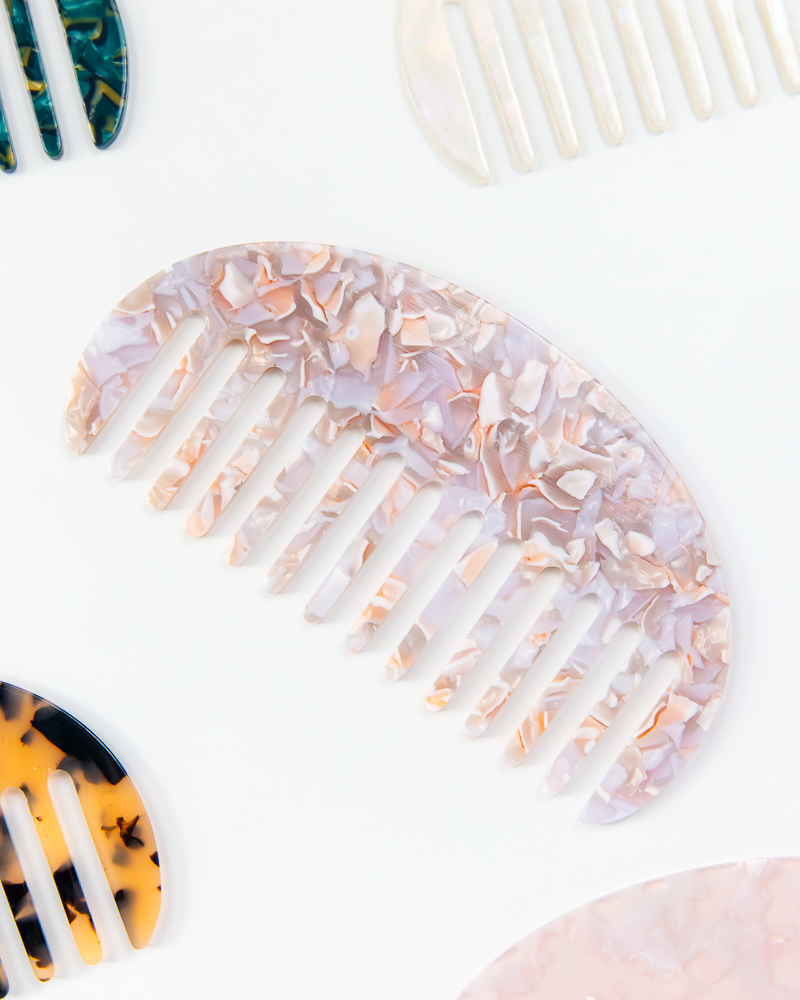 Marble U-Shaped Comb for Hair Styling - Detangling & Smoothing Hairbrush for Men & Women - Perfect for Home, Salon, and Travel Use