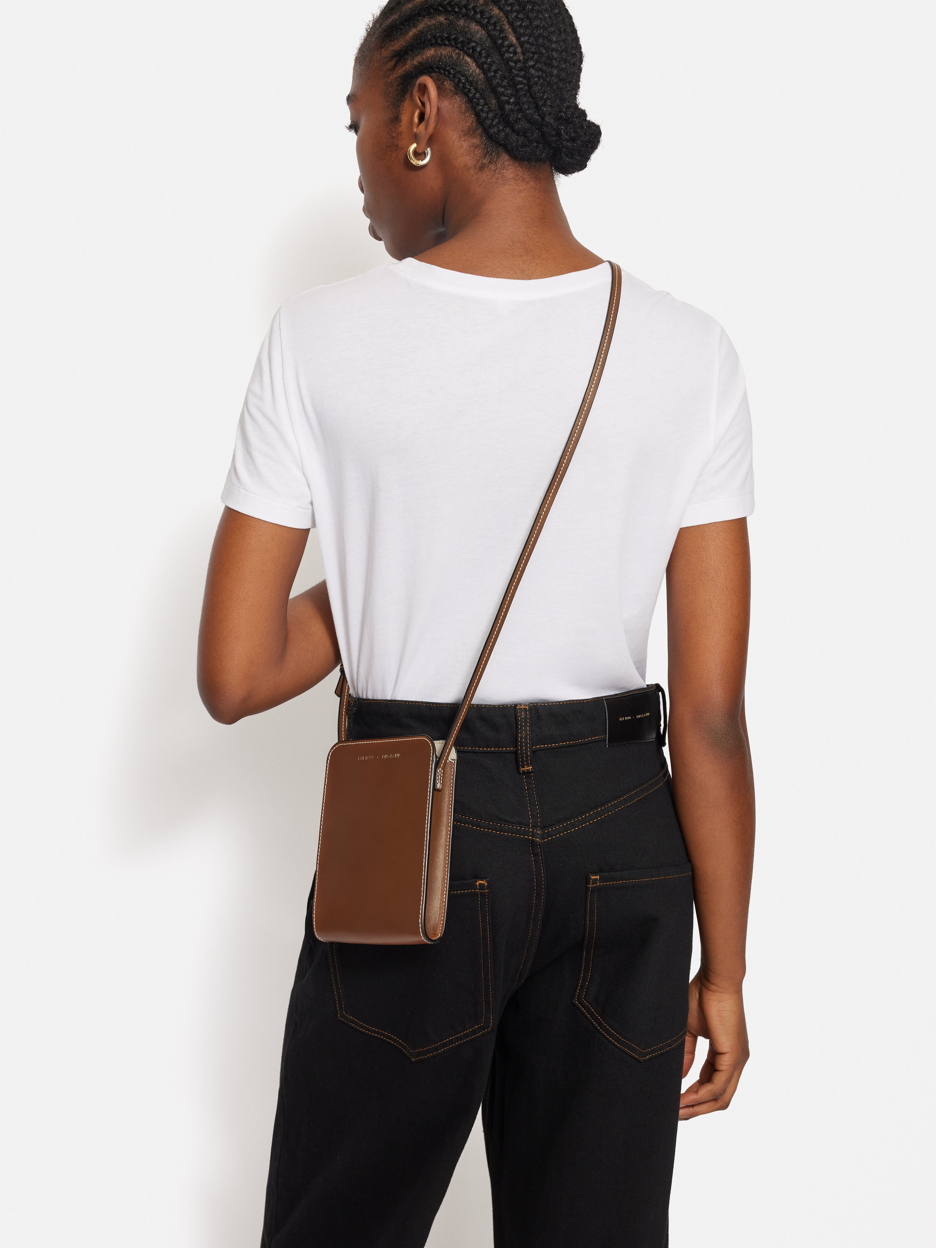Genuine Leather Crossbody Phone Bag for Women & Men - Tan | Stylish & Hands-Free for Travel, Shopping & Daily Use