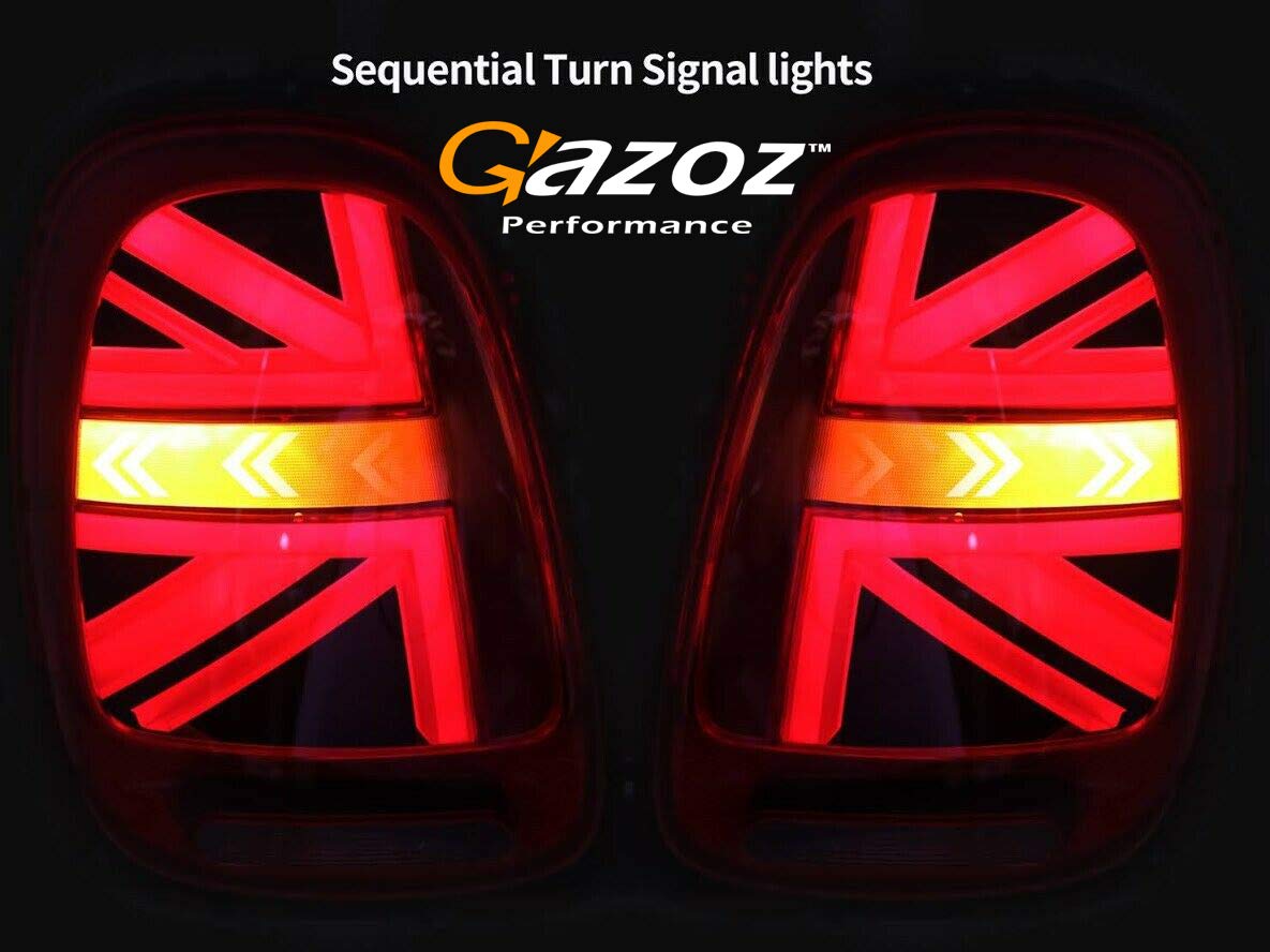 LED Tail Lights for 2014-2018 Mini Cooper F56 - UK Union Jack Design with Red Lens - Perfect for Car Customization & Night Driving Safety