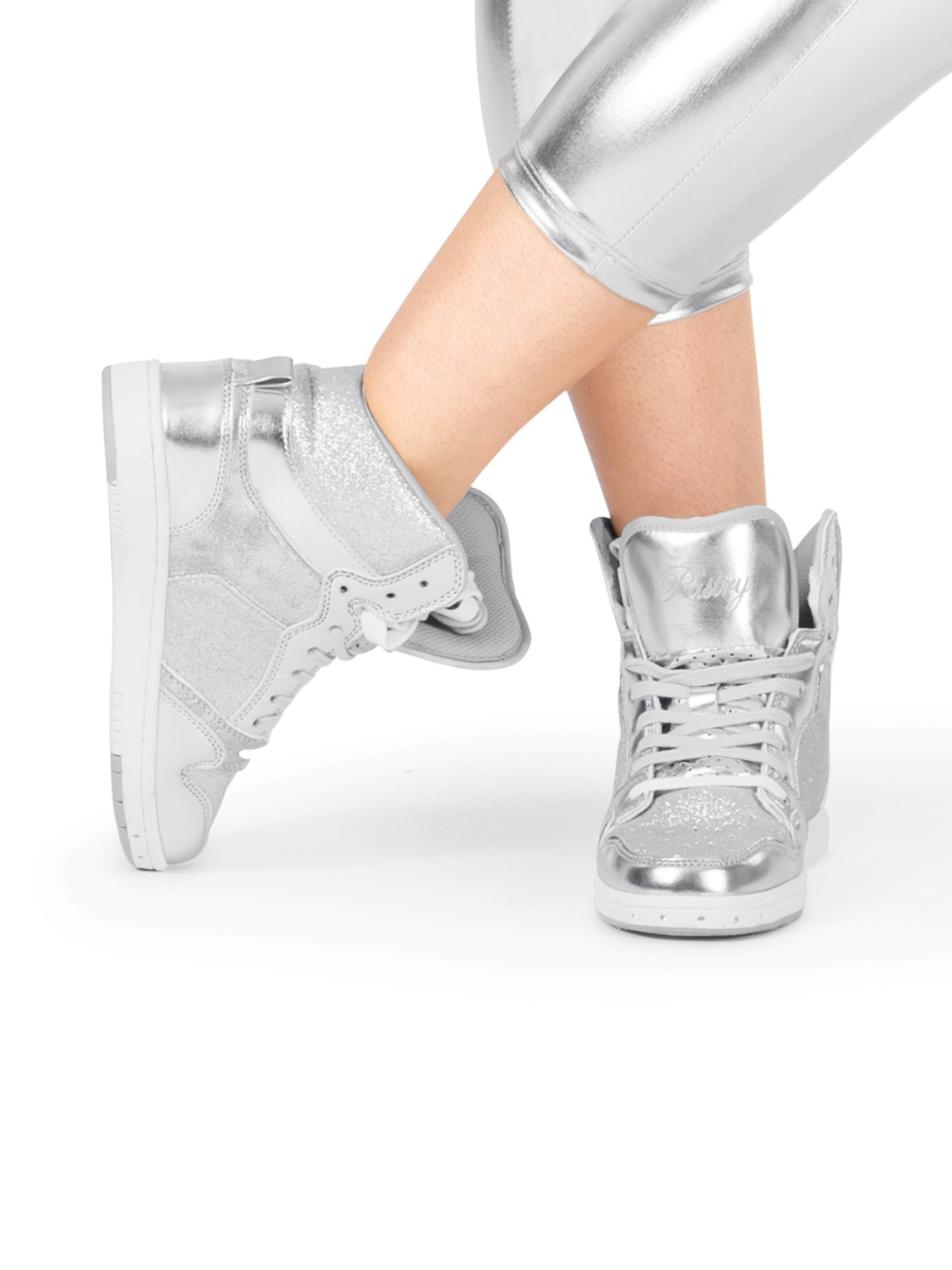 Stylish Women's Glitter Silver Sneakers - Fashionable Platform Shoes for Parties, Night Out & Casual Wear | Comfortable & Trendy PA133022